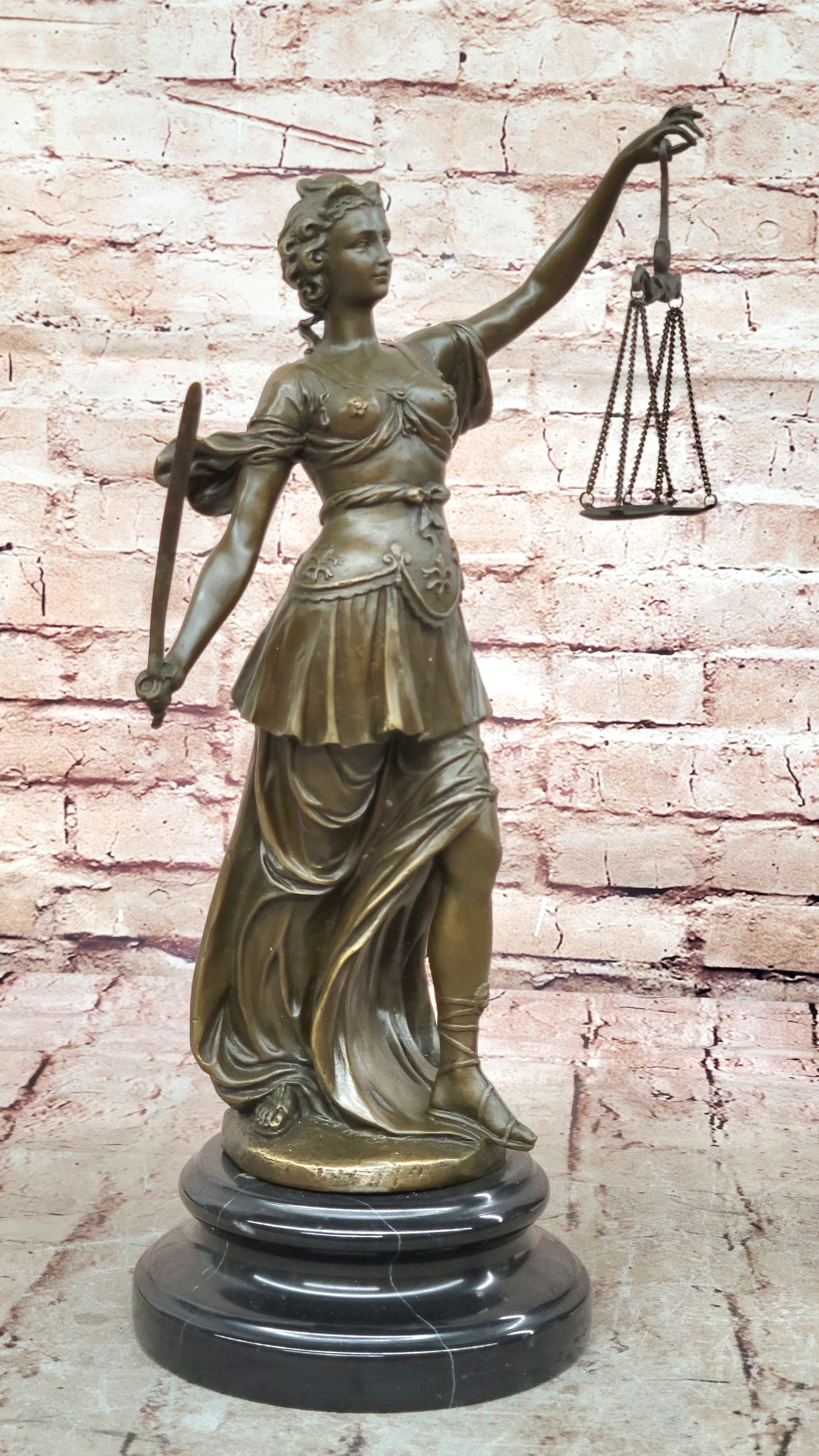SIGNED A. Mayer BRONZE BLIND JUSTICE Lady Liberty 15" TALL STATUE DECORATIVE ART