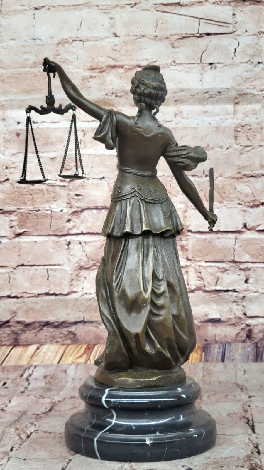 SIGNED A. Mayer BRONZE BLIND JUSTICE Lady Liberty 15" TALL STATUE DECORATIVE ART