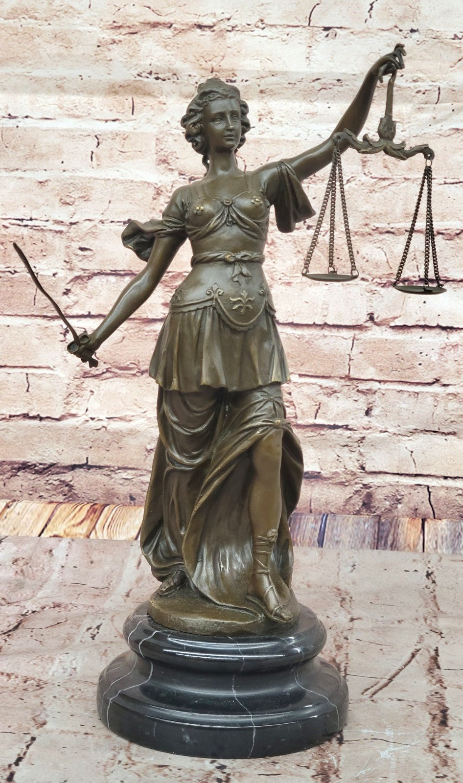 SIGNED A. Mayer BRONZE BLIND JUSTICE Lady Liberty 15" TALL STATUE DECORATIVE ART