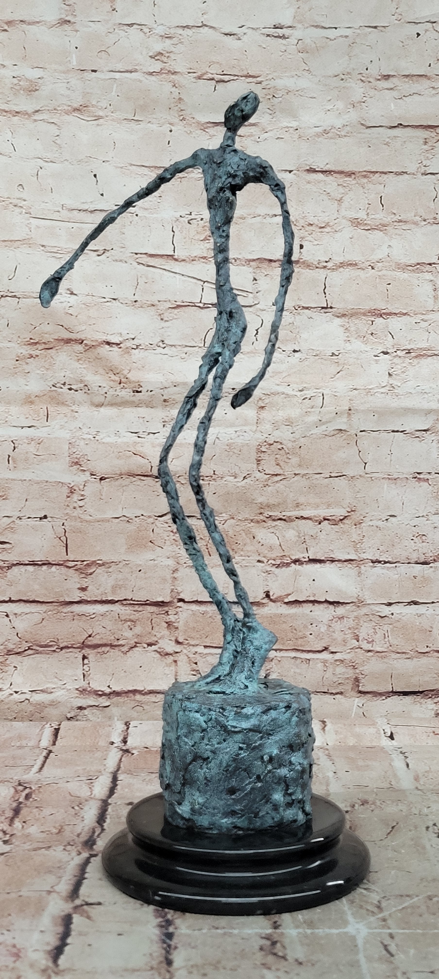 Hand Made Bronze Male Stick Sculpture Abstract Modern Hot Cast Statue