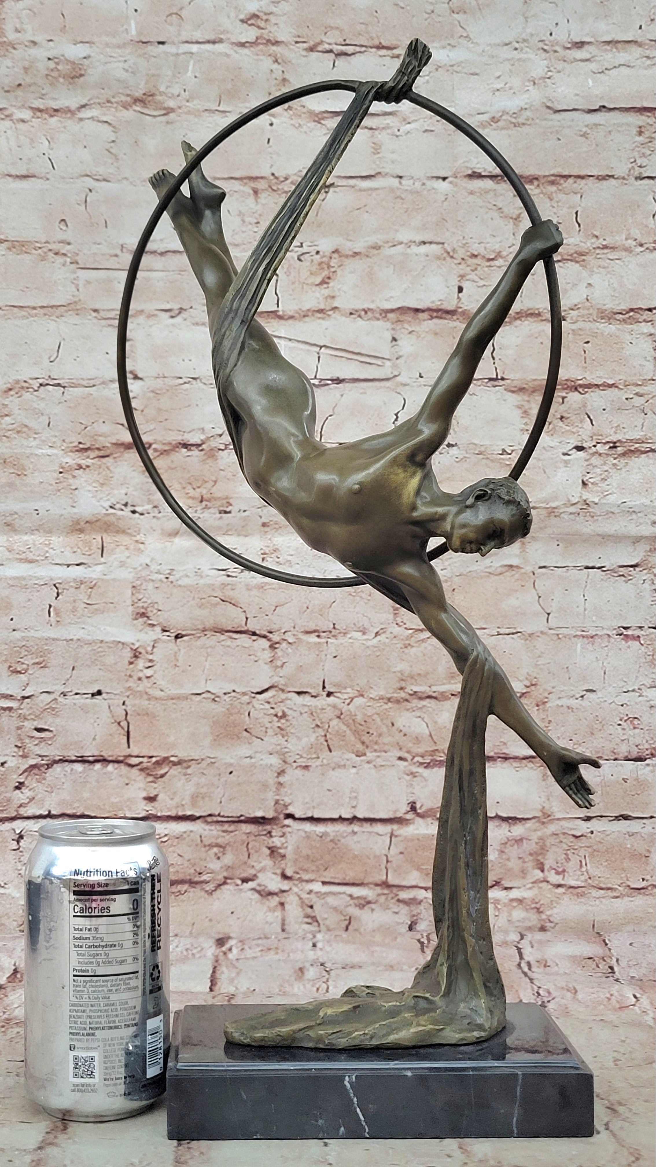 Aerial Acrobat Nude Male Bronze Sculpture – Breathtaking Figurine by Aldo Vitaleh on Sale