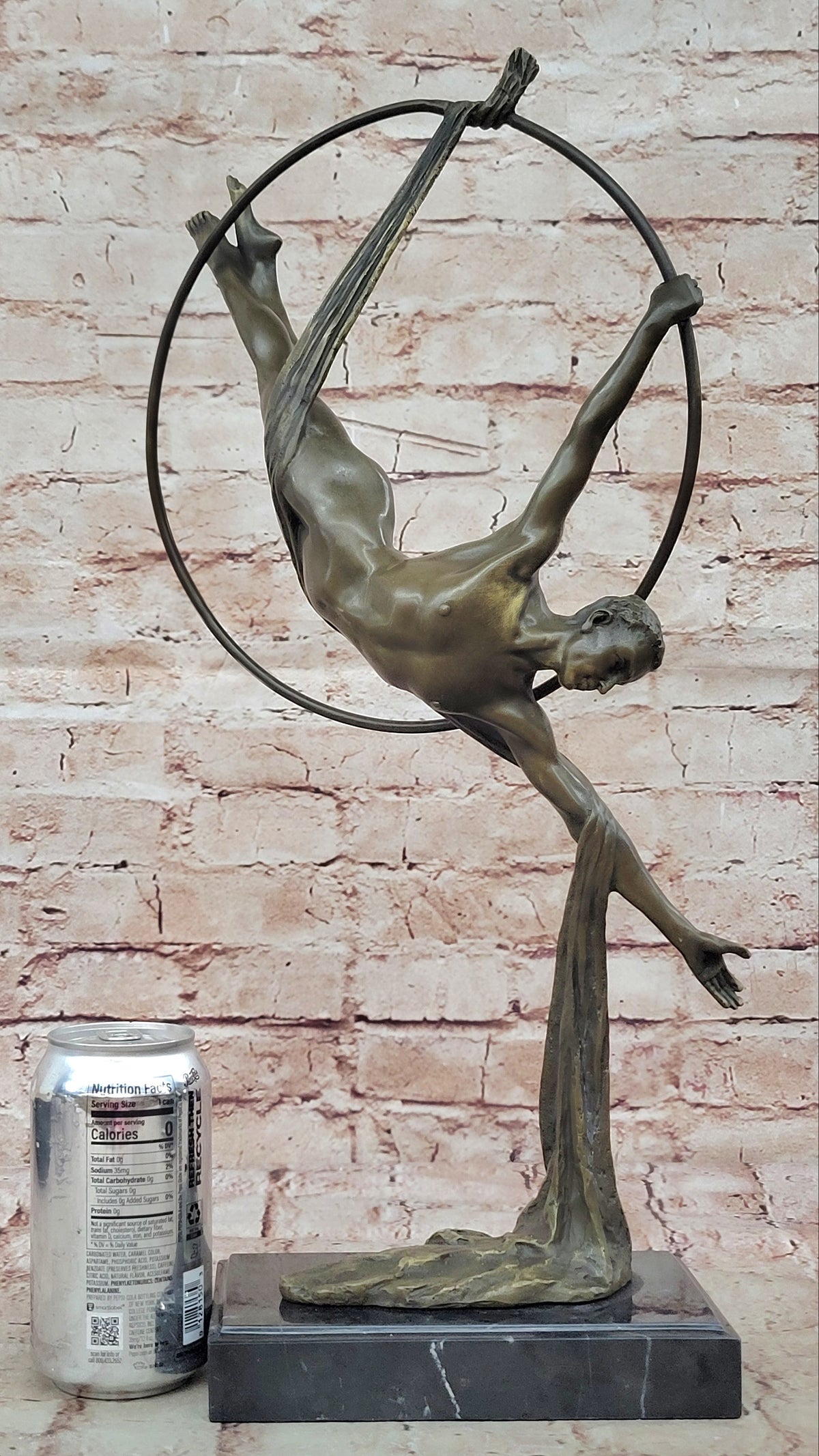 Aerial Acrobat Breathtaking Bronze Sculpture Nude Male Figurine Figure
