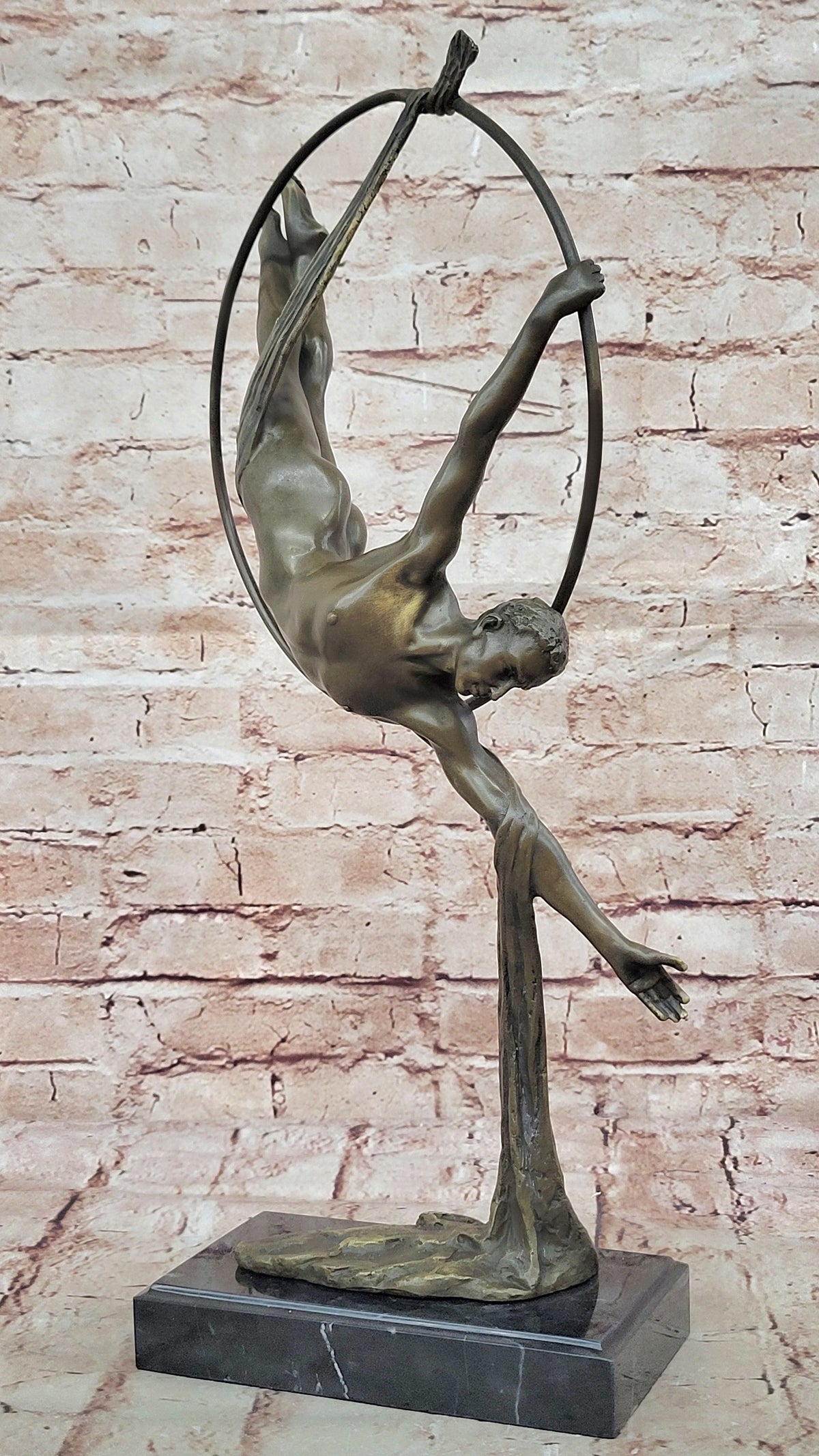 Aerial Acrobat Breathtaking Bronze Sculpture Nude Male Figurine Figure