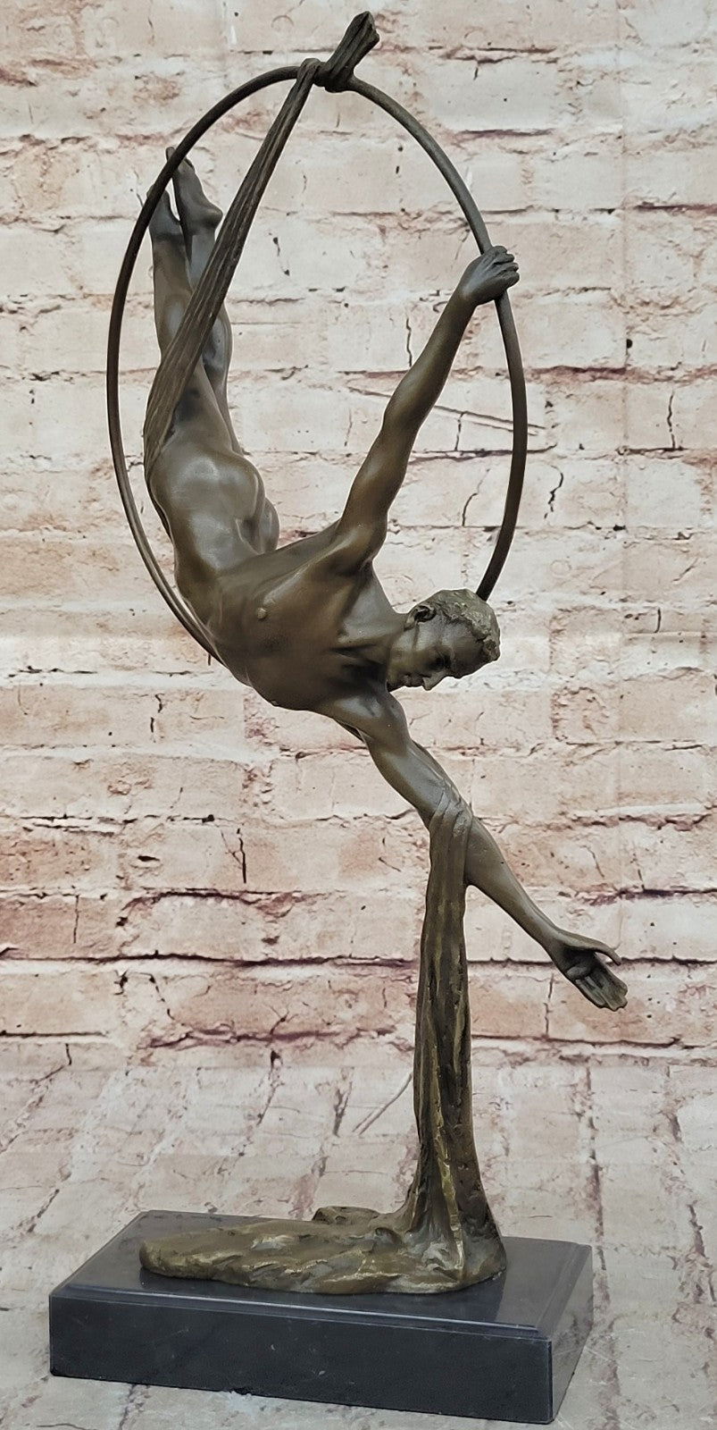 Aerial Acrobat Breathtaking Bronze Sculpture Nude Male Figurine Figure