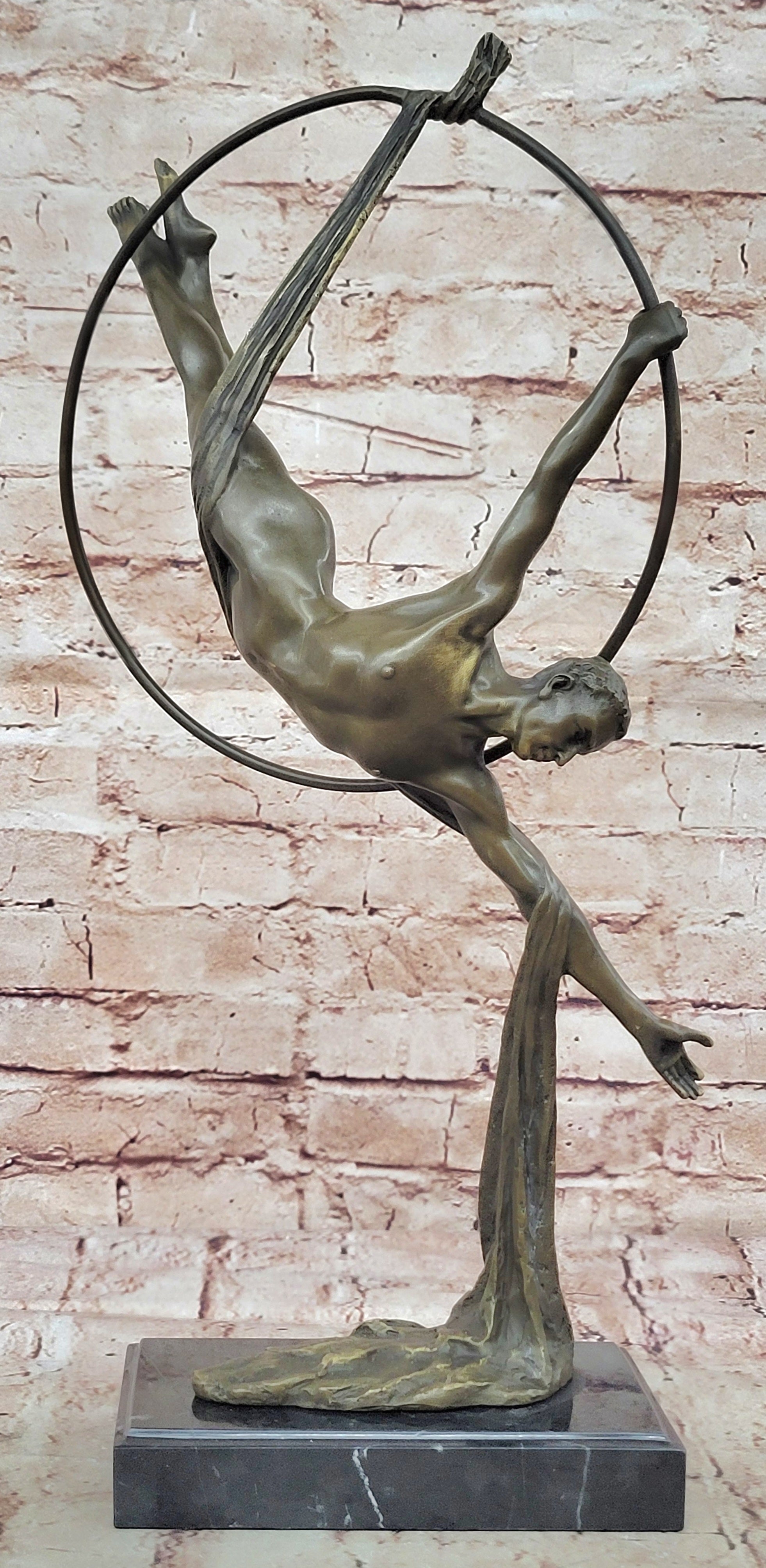 Aerial Acrobat Breathtaking Bronze Sculpture Nude Male Figurine Figure