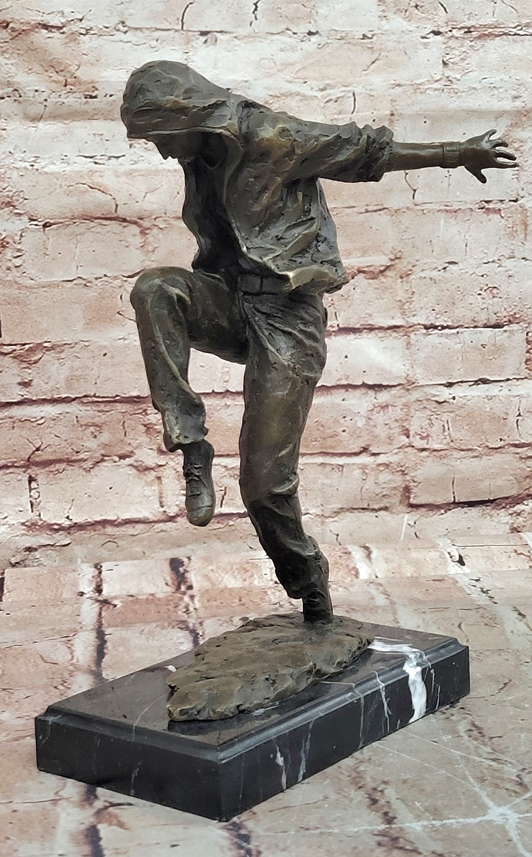 Mid Century Modern Bronze Break Dancer Figurine Home Office Decor