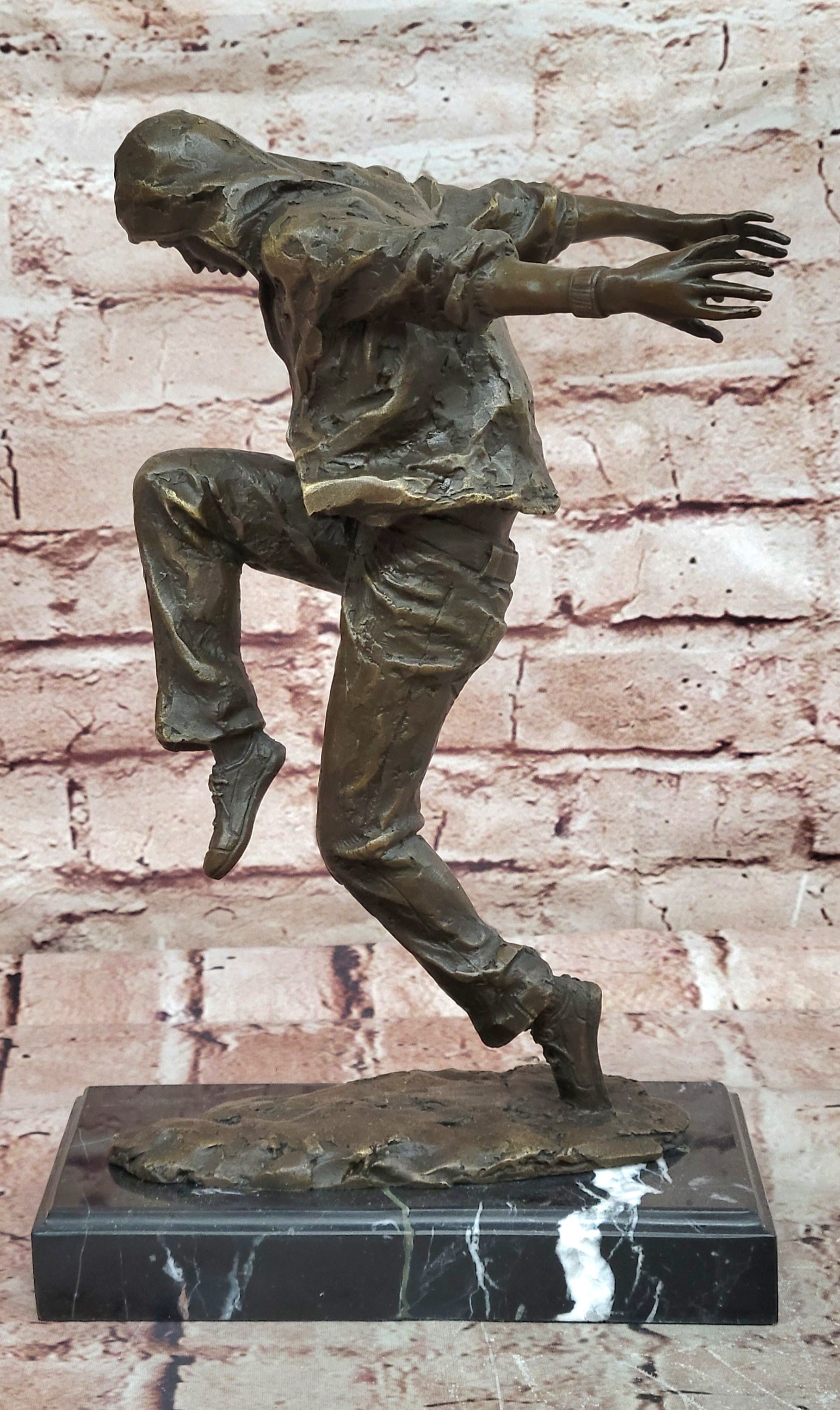 Mid Century Modern Bronze Break Dancer Figurine Home Office Decor
