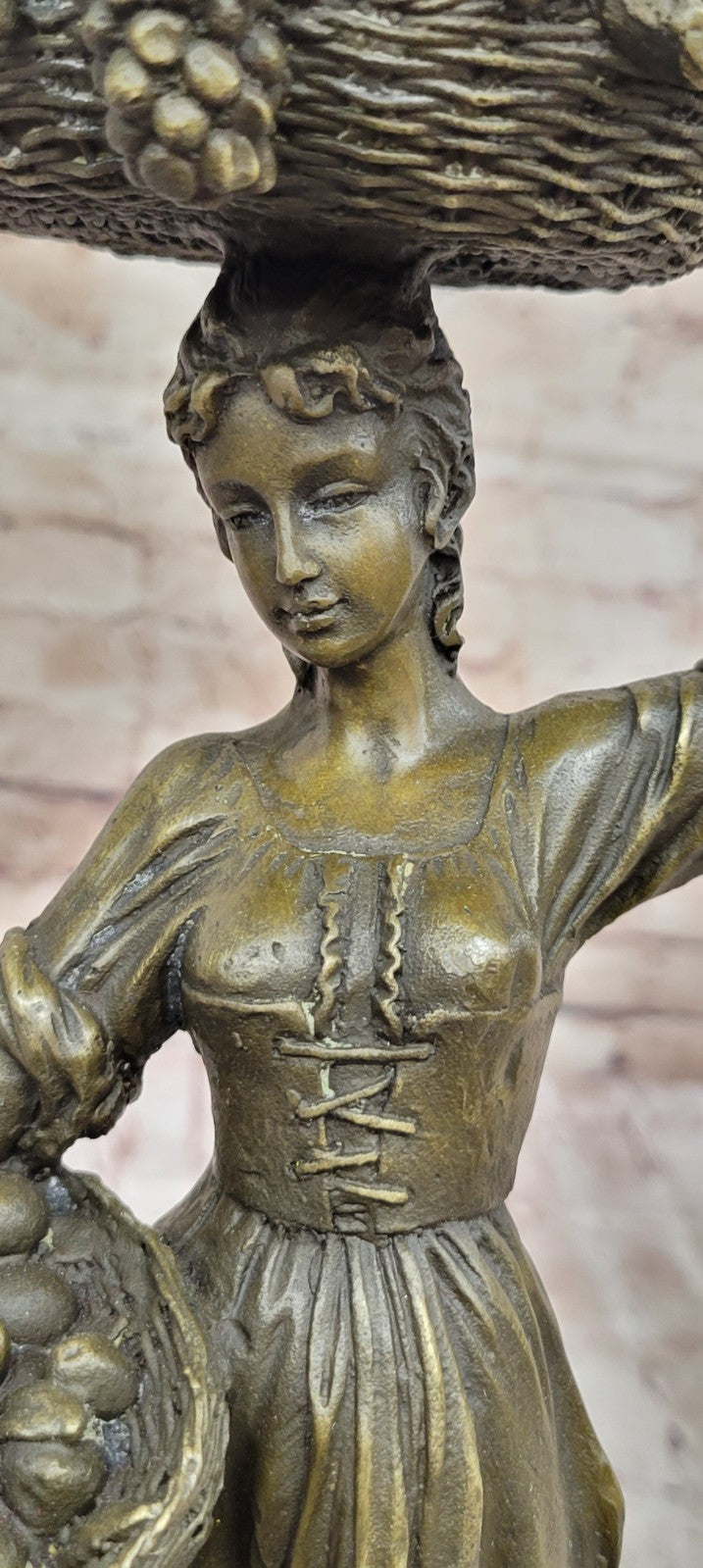 Collectible Art Nouveau Sculpture: Maiden With Fruit Basket by Cesaro Sale