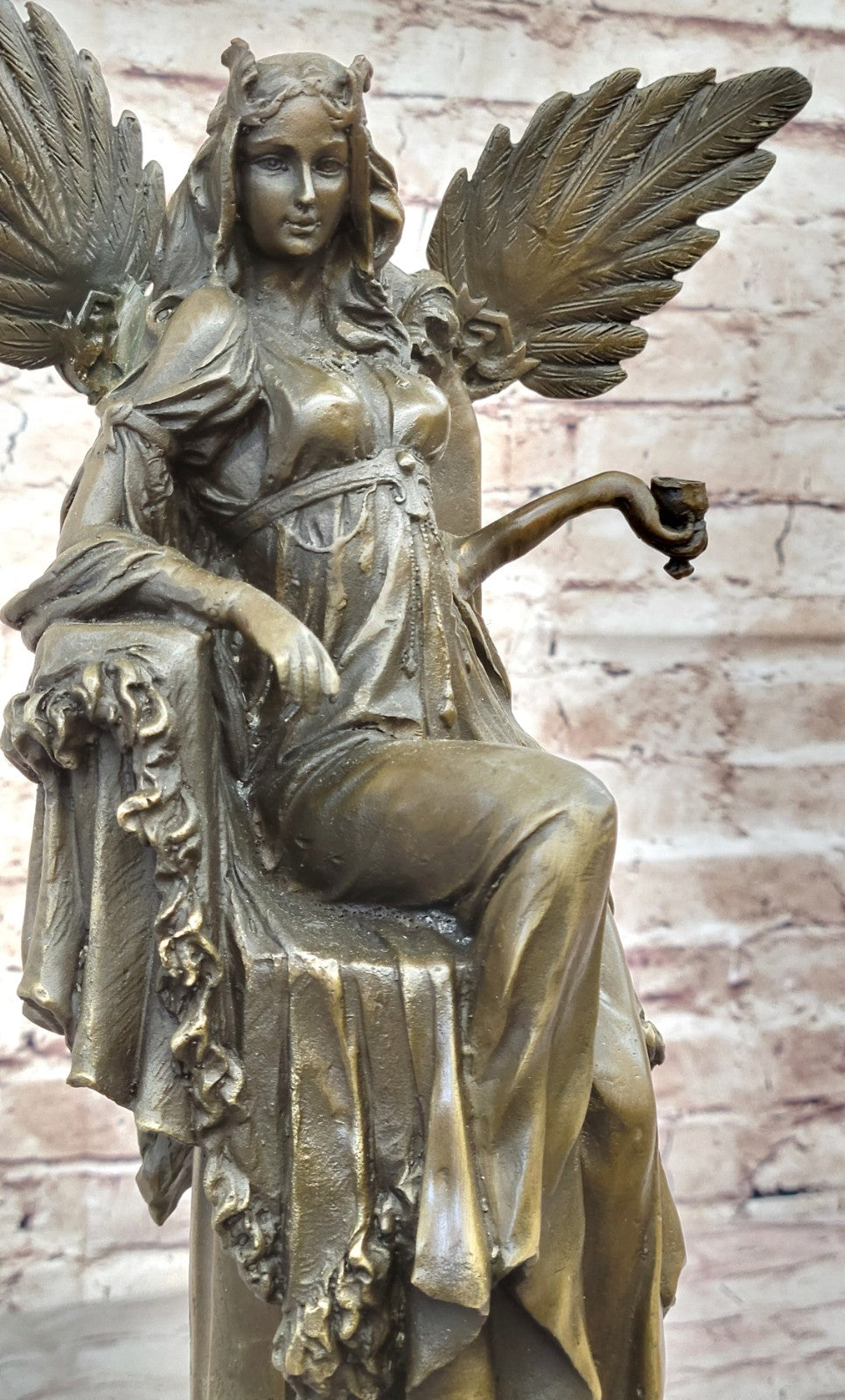 Large Cleopatra on Throne Bronze Statue: Handcrafted Figurine for Home Office Decor