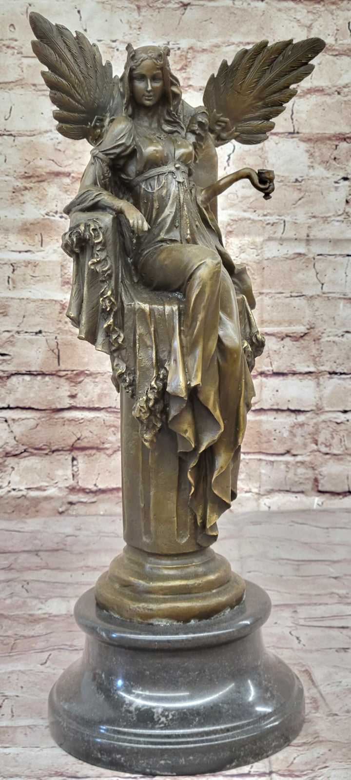 Large Cleopatra on Throne Bronze Statue: Handcrafted Figurine for Home Office Decor