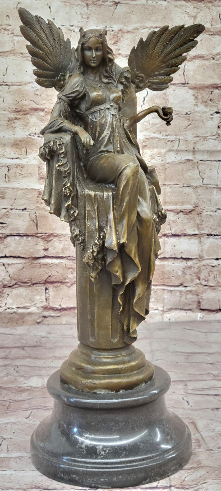 Large Cleopatra on Throne Bronze Statue: Handcrafted Figurine for Home Office Decor
