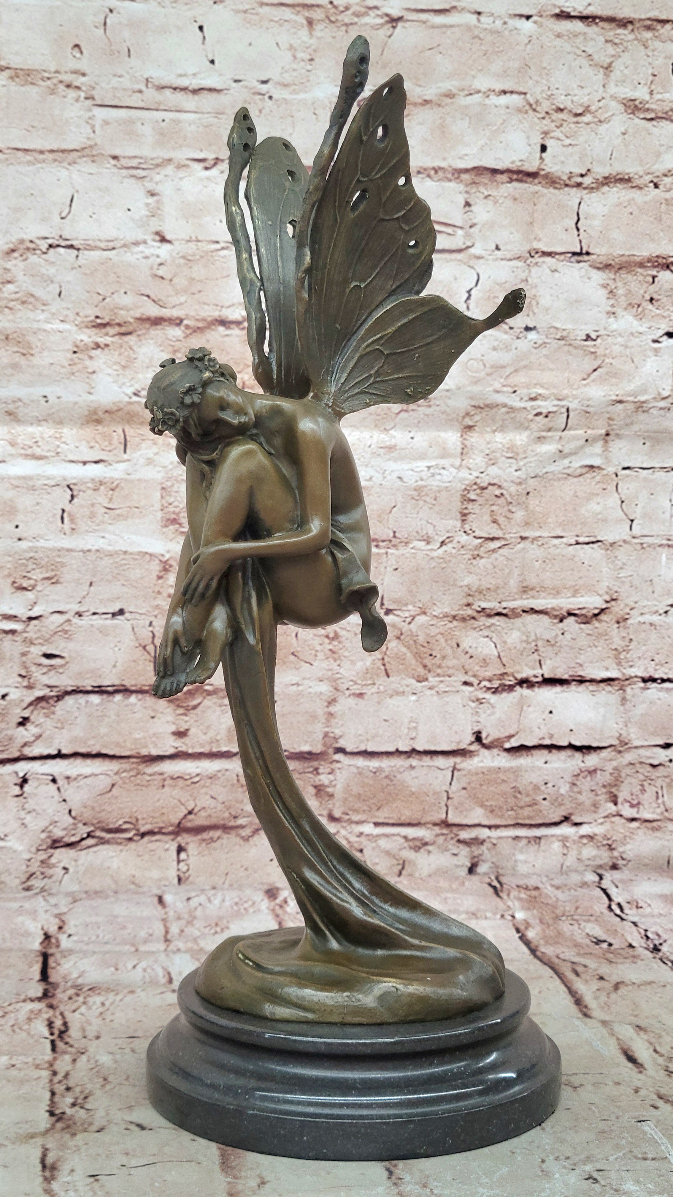 Signed Large Forest Fairy Vitaleh Bronze Deco Statue Sculpture Figurine Art 16" tall
