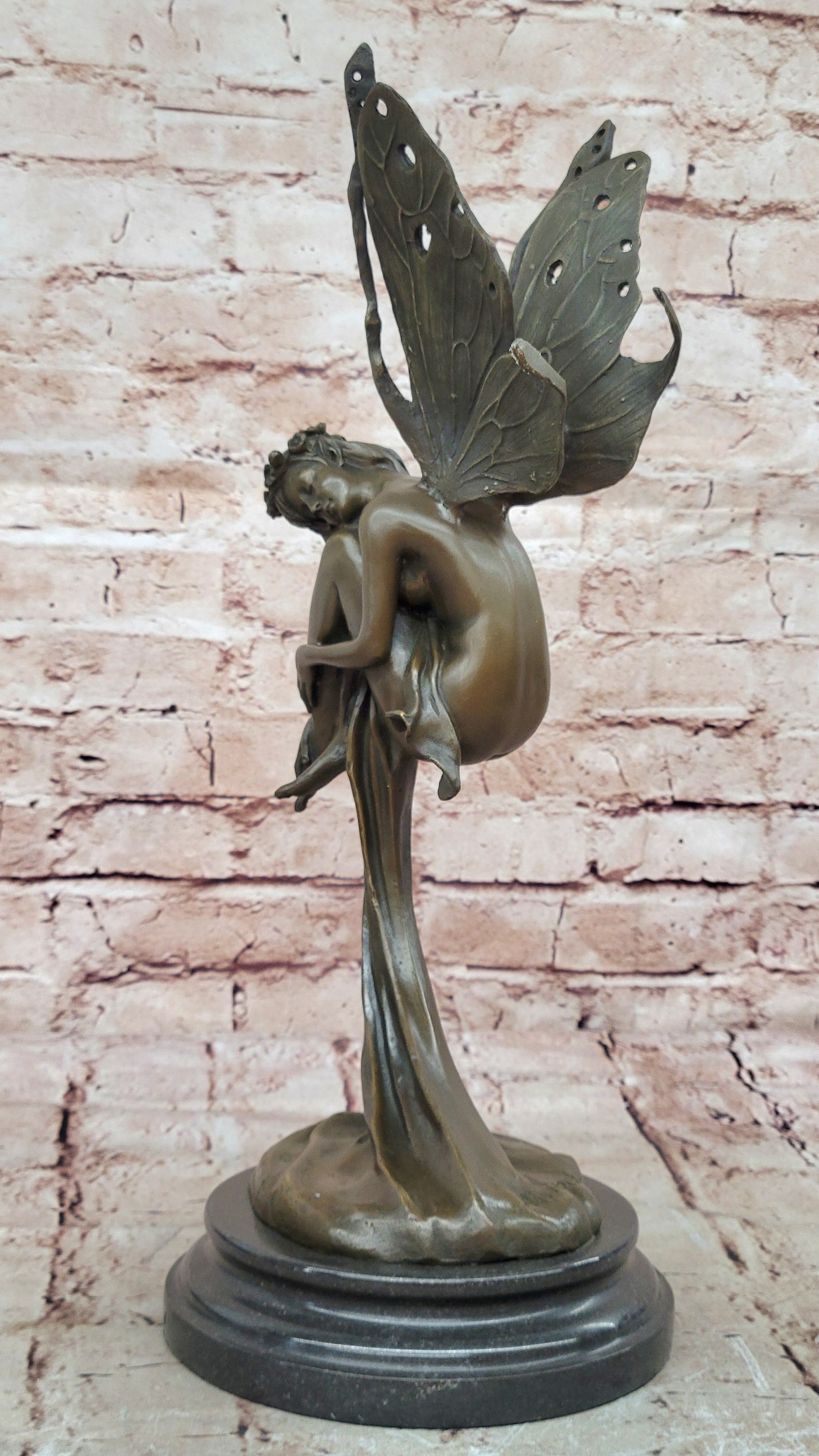 Signed Large Forest Fairy Vitaleh Bronze Deco Statue Sculpture Figurine Art 16" tall