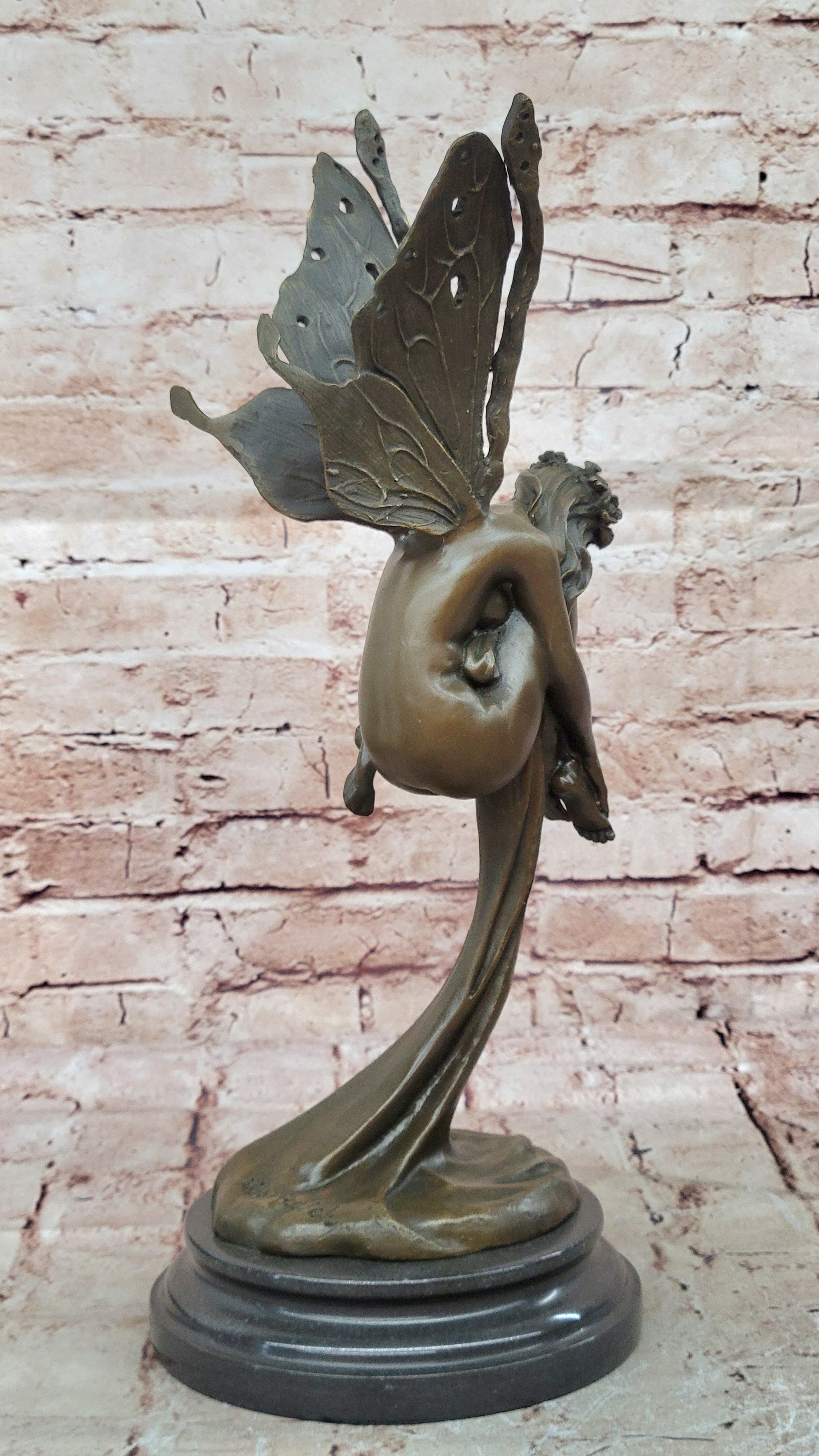 Signed Large Forest Fairy Vitaleh Bronze Deco Statue Sculpture Figurine Art 16" tall