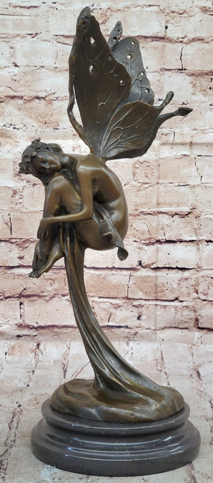 Signed Large Forest Fairy Vitaleh Bronze Deco Statue Sculpture Figurine Art 16" tall