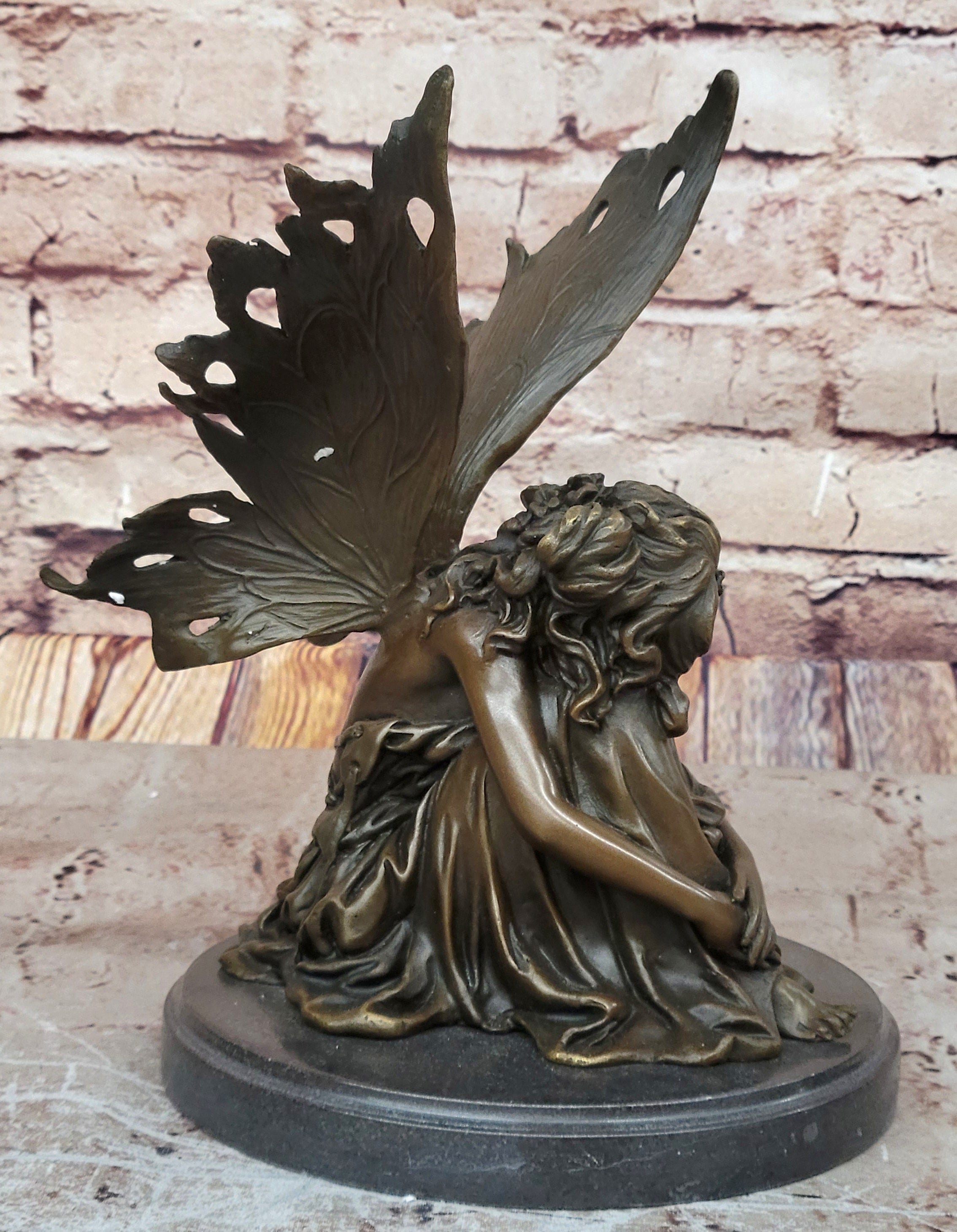 European Bronze Finery Bird Fairy Cast Bronze Garden Statue: Home Decorative