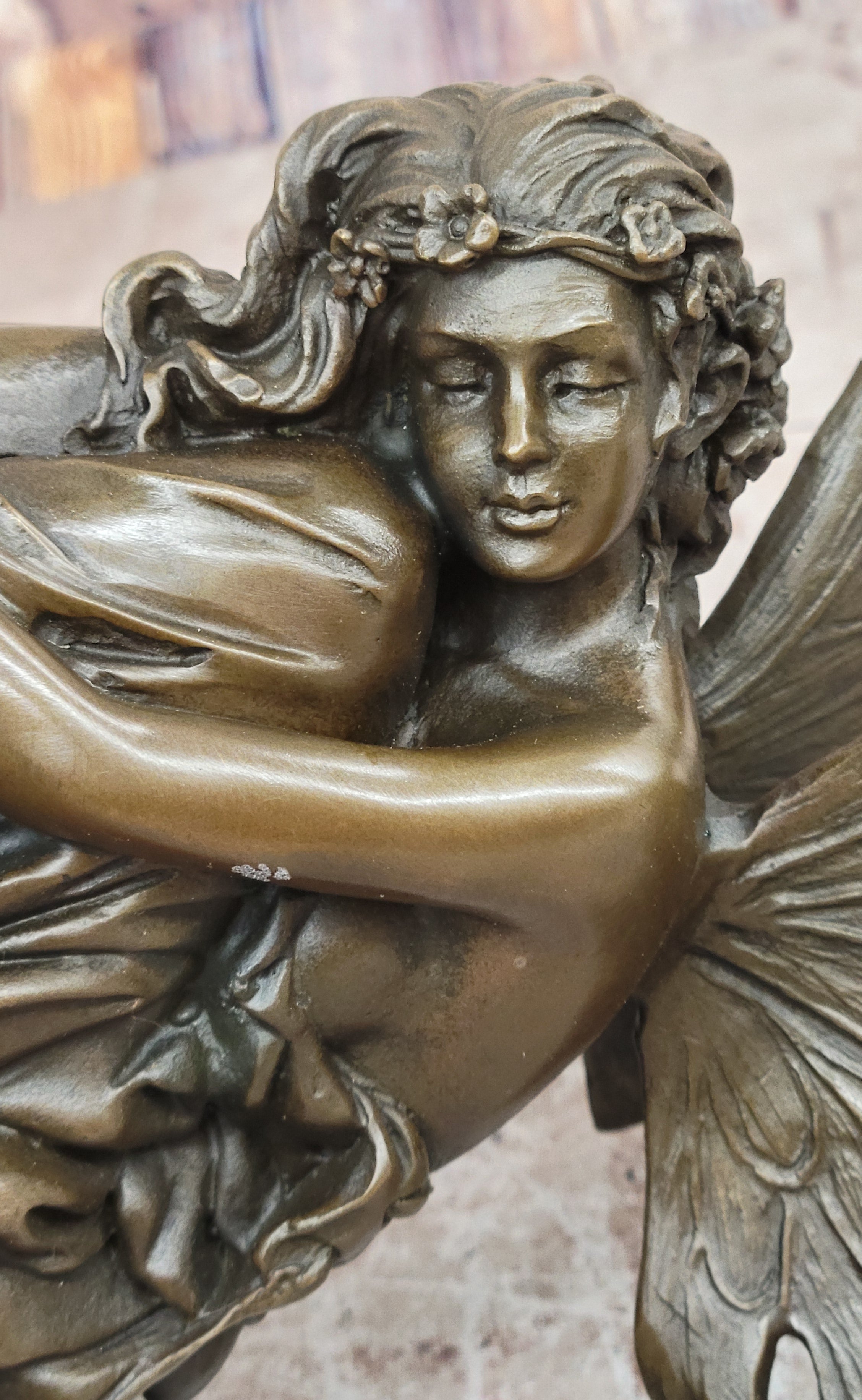 European Bronze Finery Bird Fairy Cast Bronze Garden Statue: Home Decorative