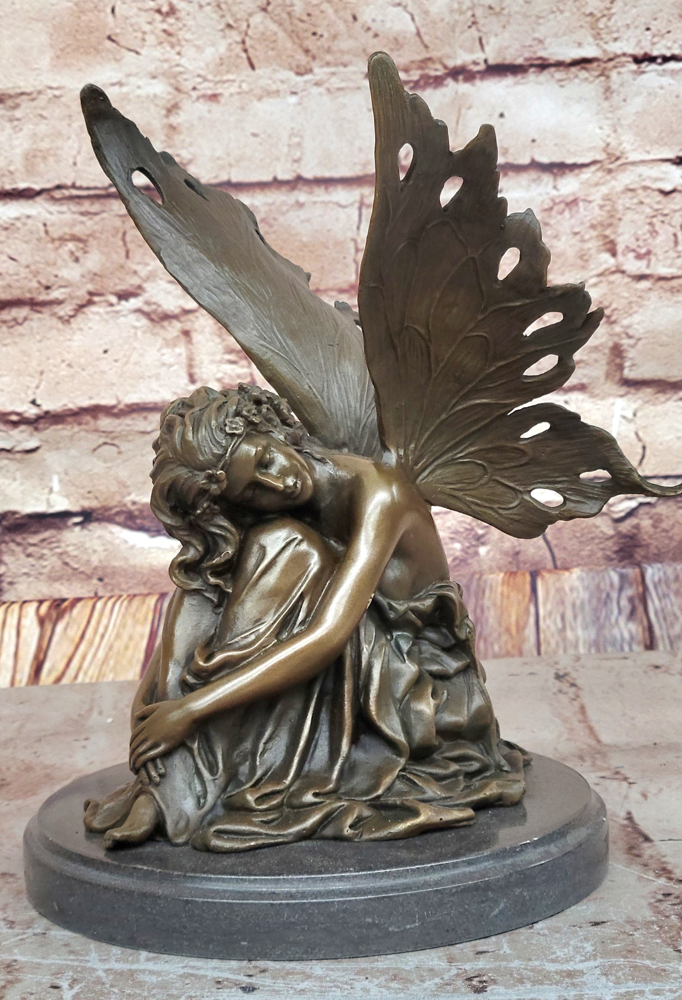 European Bronze Finery Bird Fairy Cast Bronze Garden Statue: Home Decorative