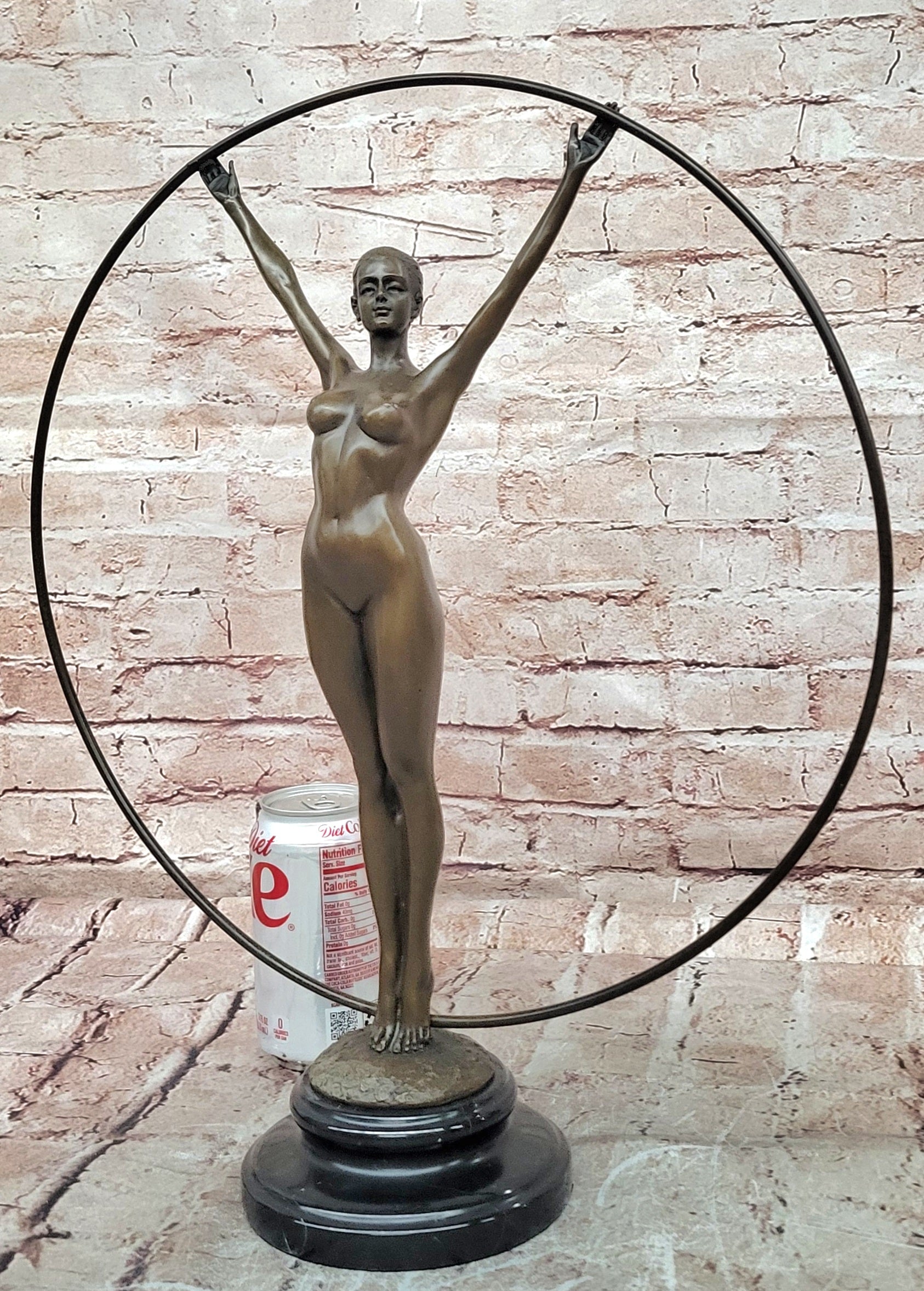 Art Nouveau Bronze Lady with Hoop Statue Hot Cast Collector Decor