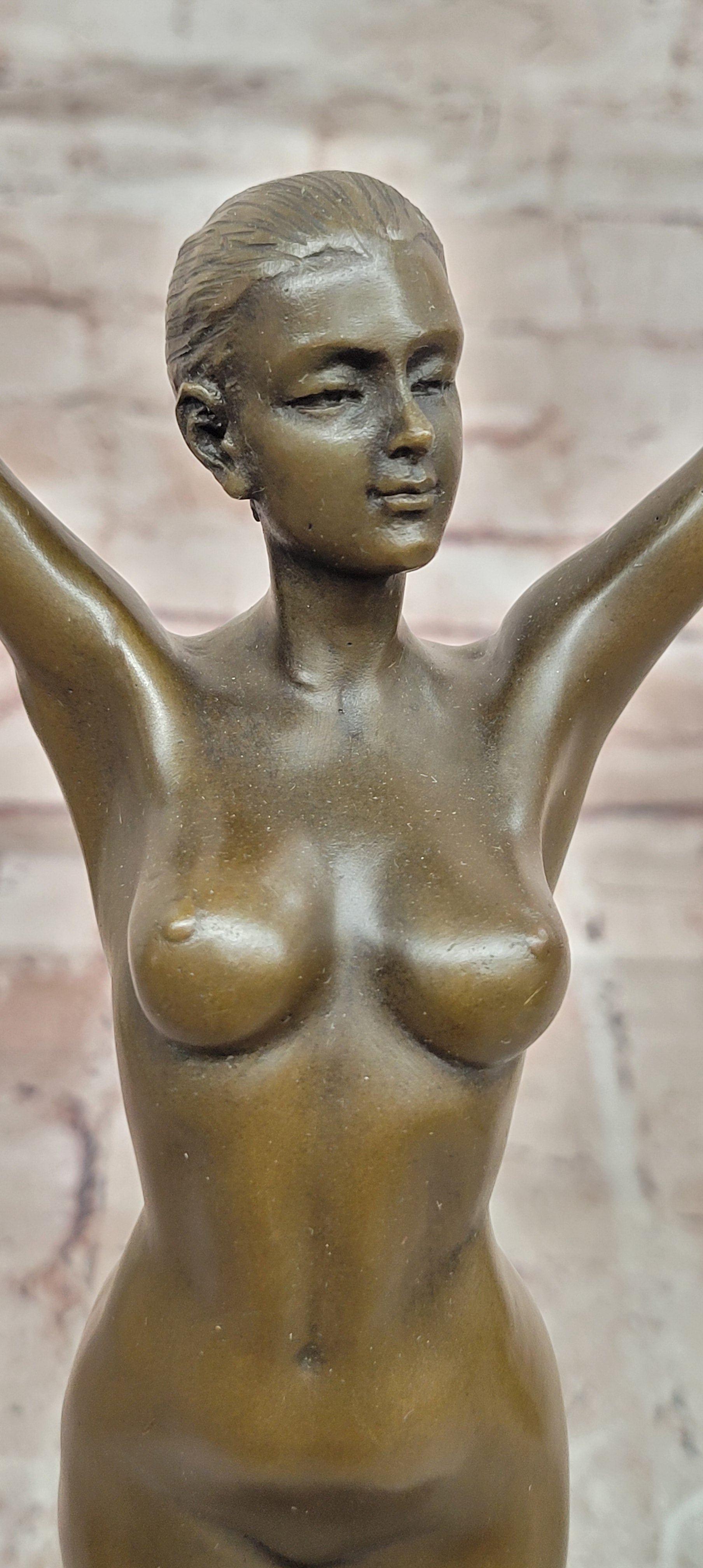 Art Nouveau Bronze Lady with Hoop Statue Hot Cast Collector Decor