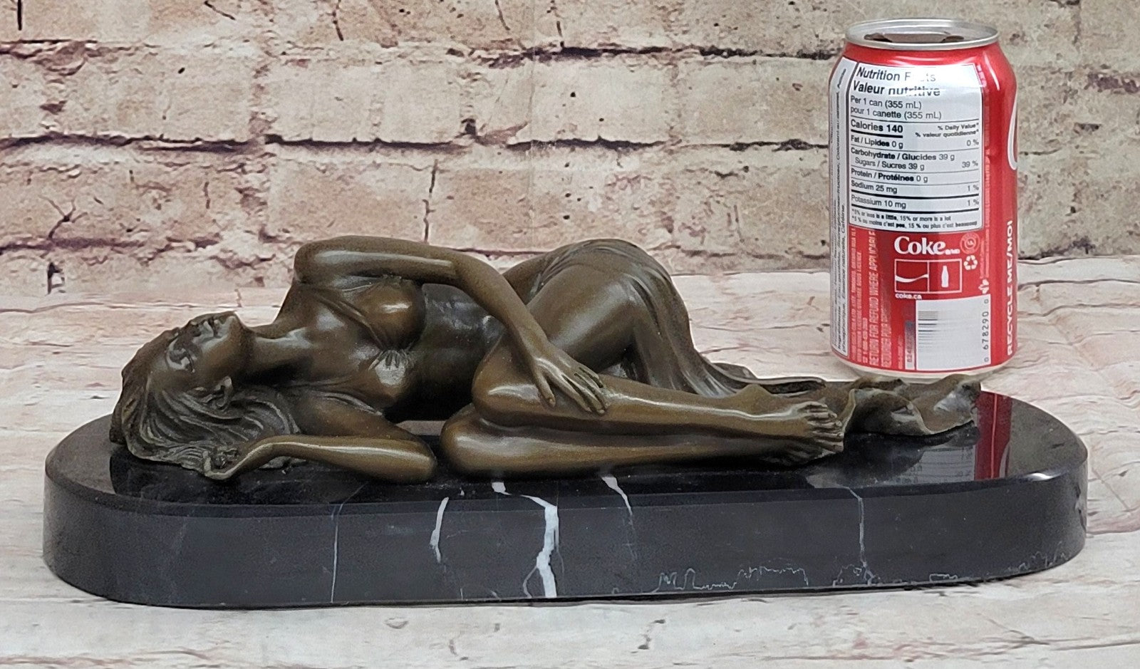 Naked Female Sun Bathing Bronze Sculpture Marble Nude Figurine Figure Home Gift