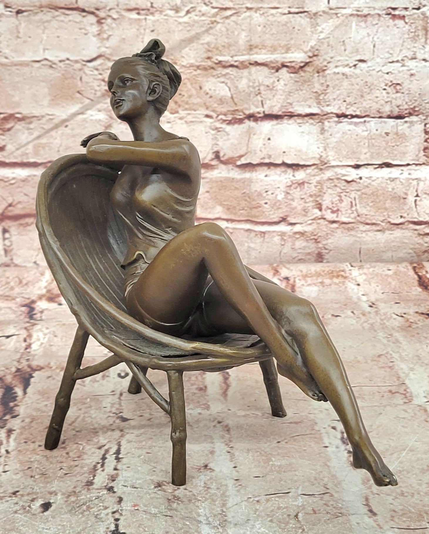 Bronze Female Figure Sculpture Modern Art Handmade Decorative Collectible Statue