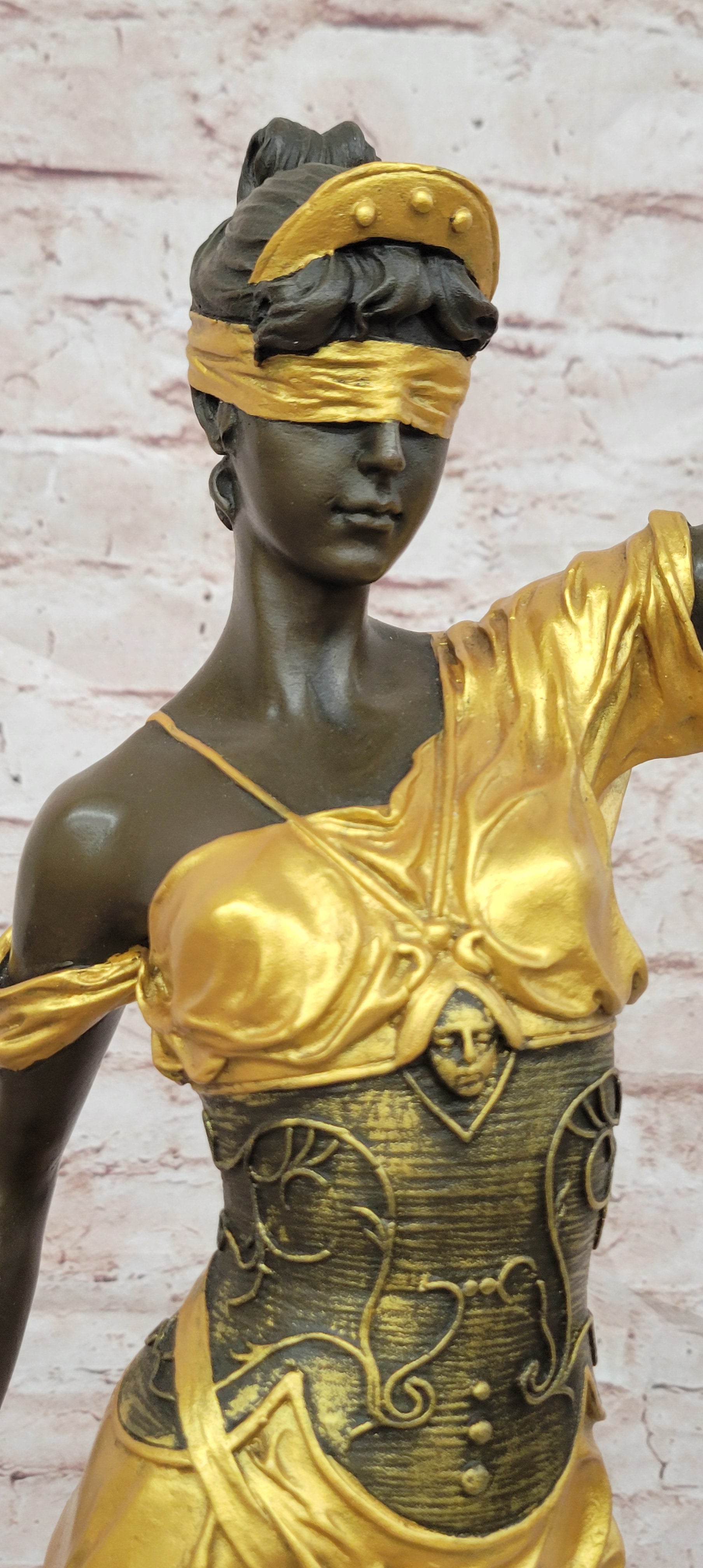 Mayer Bronze Lady Justice Statue Gold Gilded Themis Fine Art Collectible Sculpture