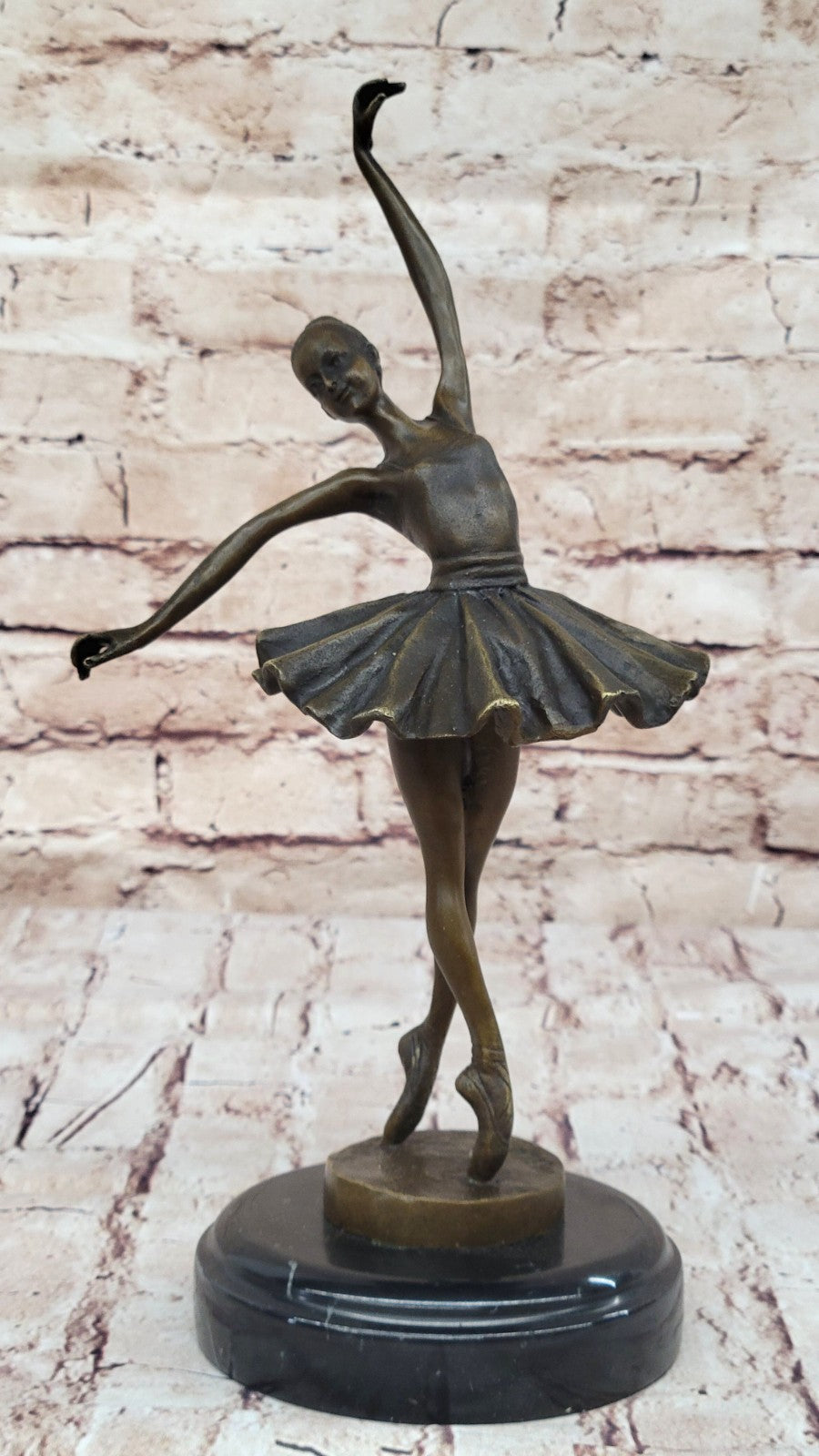 Graceful Prima Ballerina Figurine - Handmade Bronze Statue by Miguel Lopez