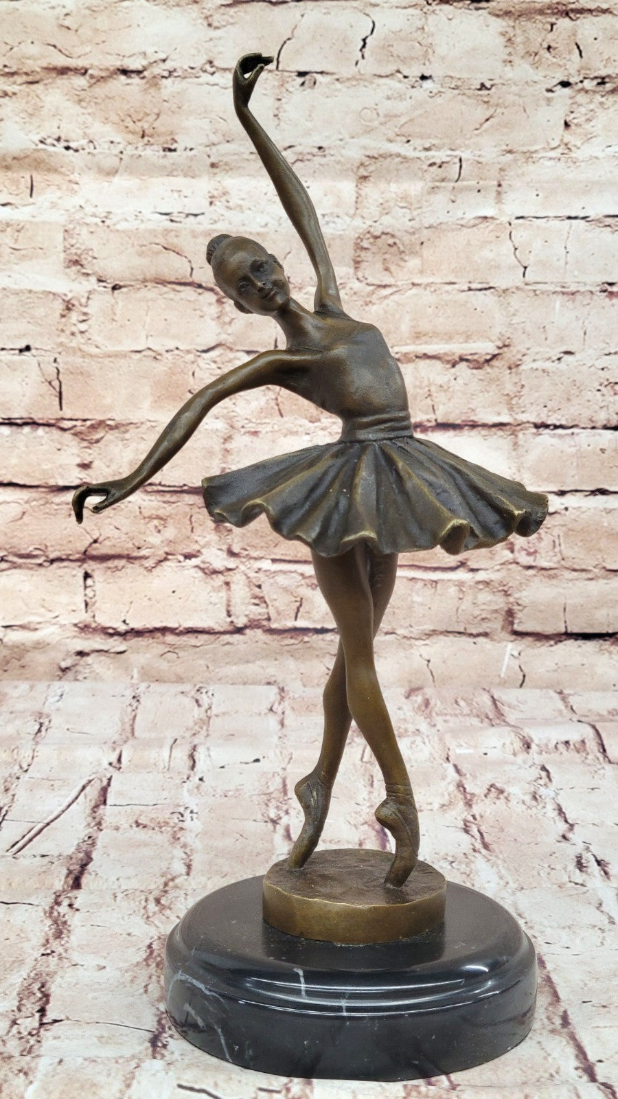 Graceful Prima Ballerina Figurine - Handmade Bronze Statue by Miguel Lopez