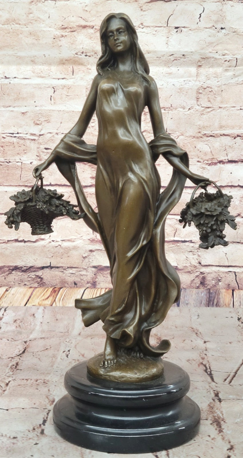 Sexy Fall Dancer Posing Bronze Marble Sculpture Marble Base Figurine Statue Deal