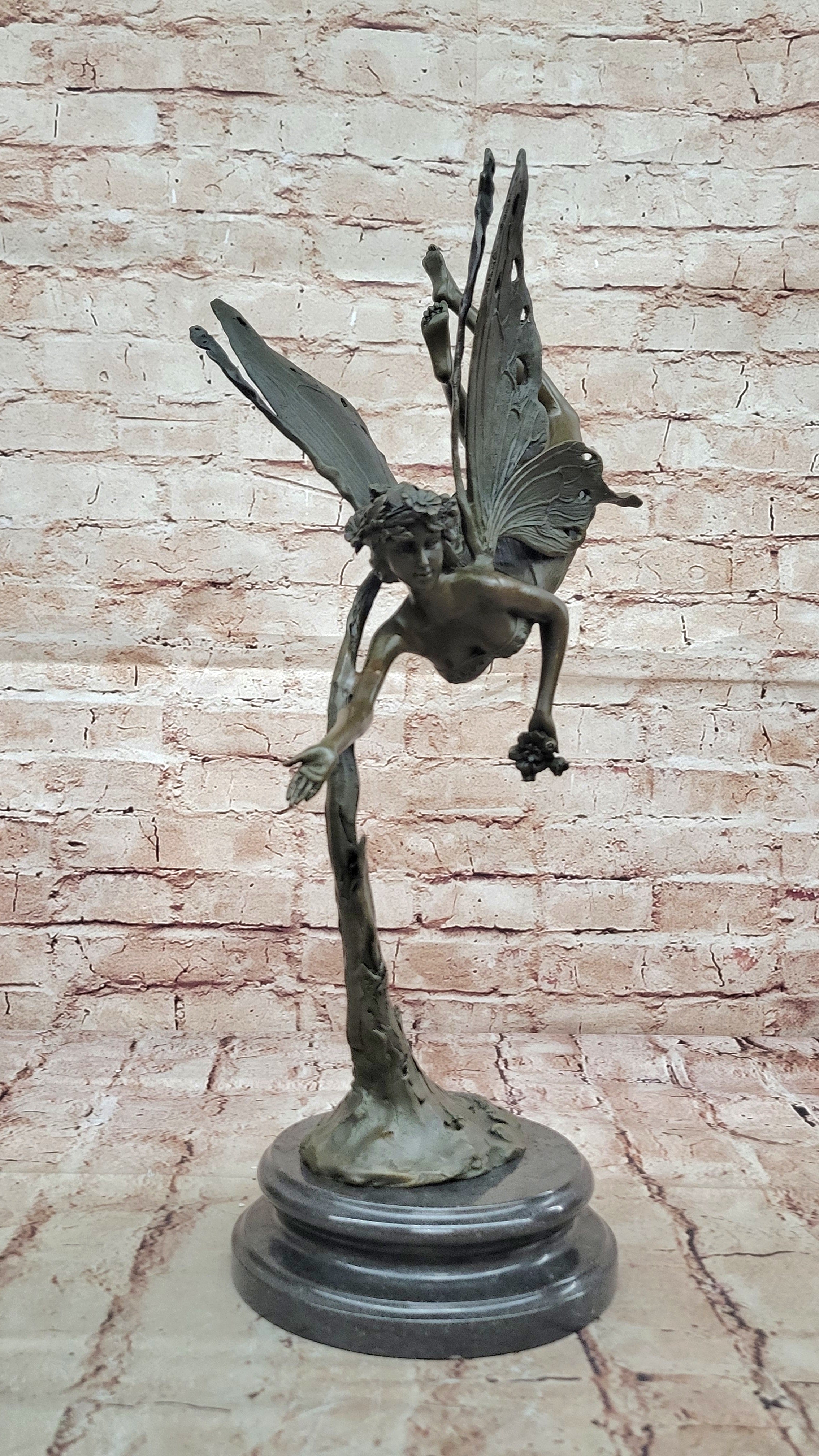 Statue Sculpture Angel Fairy Art Deco Style Art Nouveau Style Solid bronze Decor