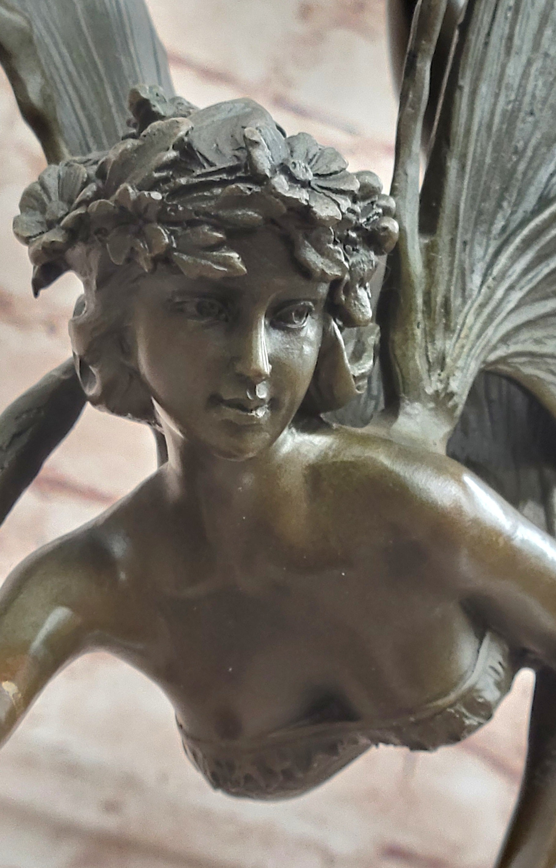 Statue Sculpture Angel Fairy Art Deco Style Art Nouveau Style Solid bronze Decor