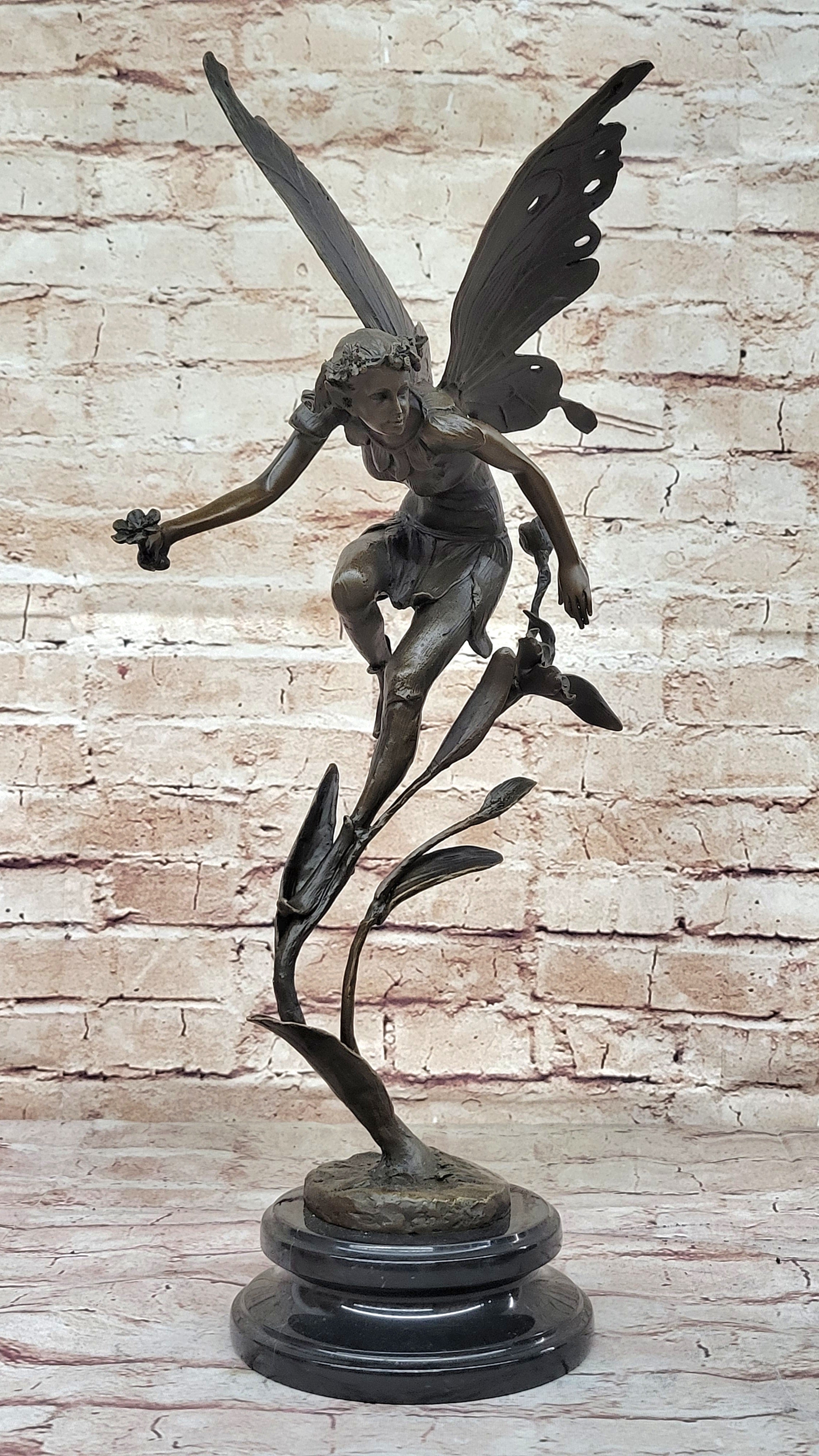 Art Deco Hot Cast fairy Vase Museum Quality Bronze Sculpture Statue Figurine