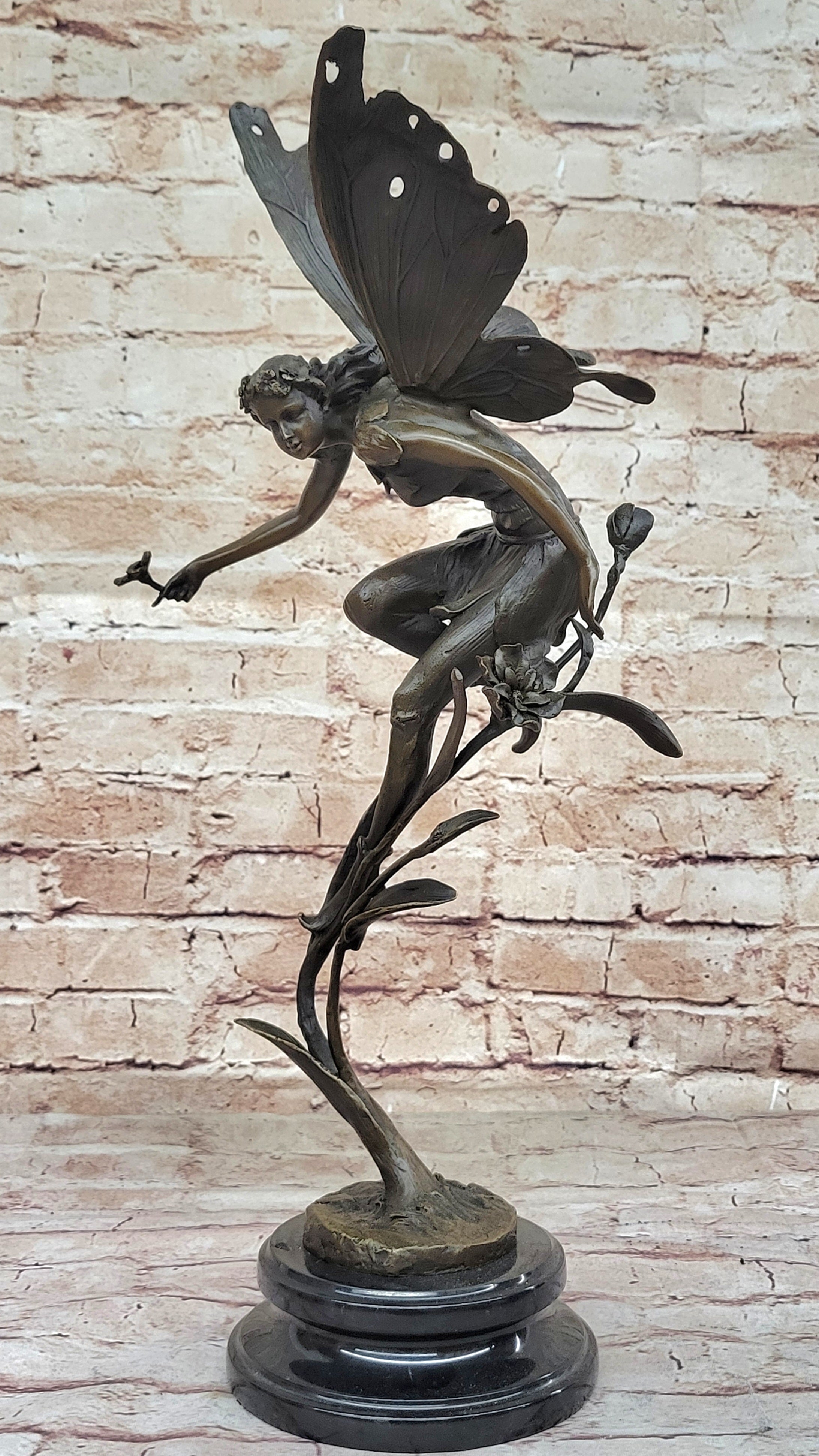 Art Deco Hot Cast fairy Vase Museum Quality Bronze Sculpture Statue Figurine