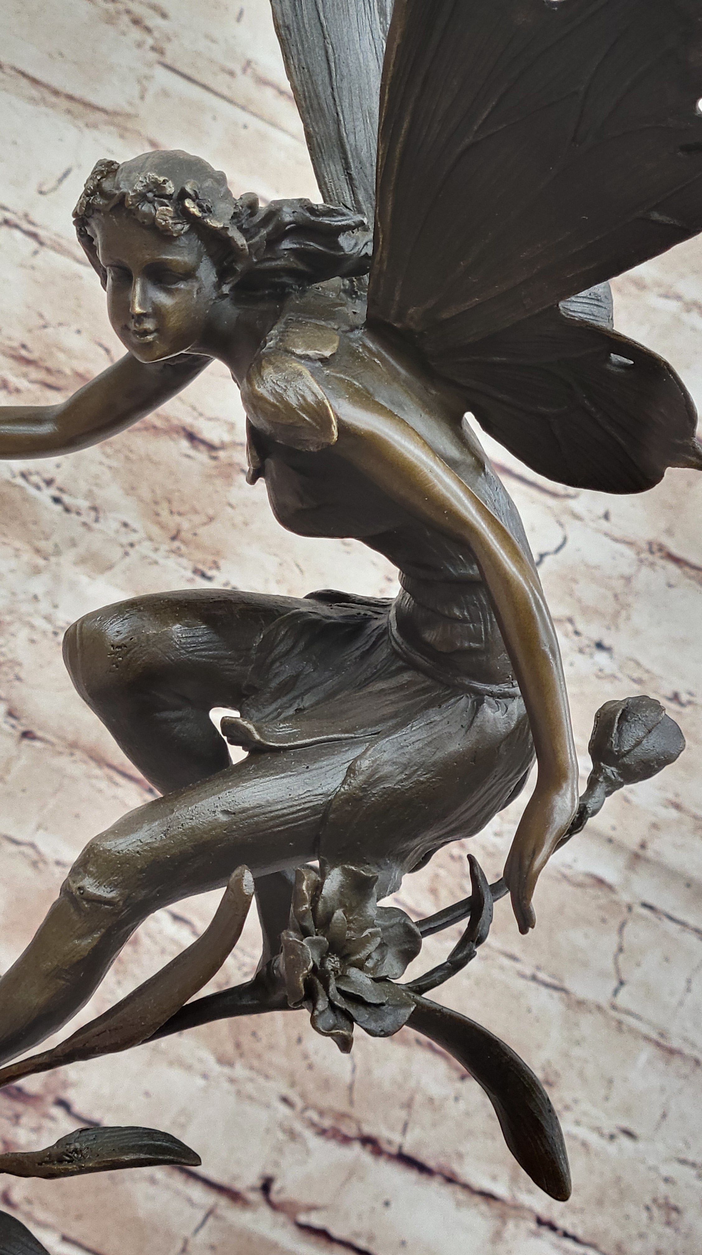 Art Deco Hot Cast fairy Vase Museum Quality Bronze Sculpture Statue Figurine