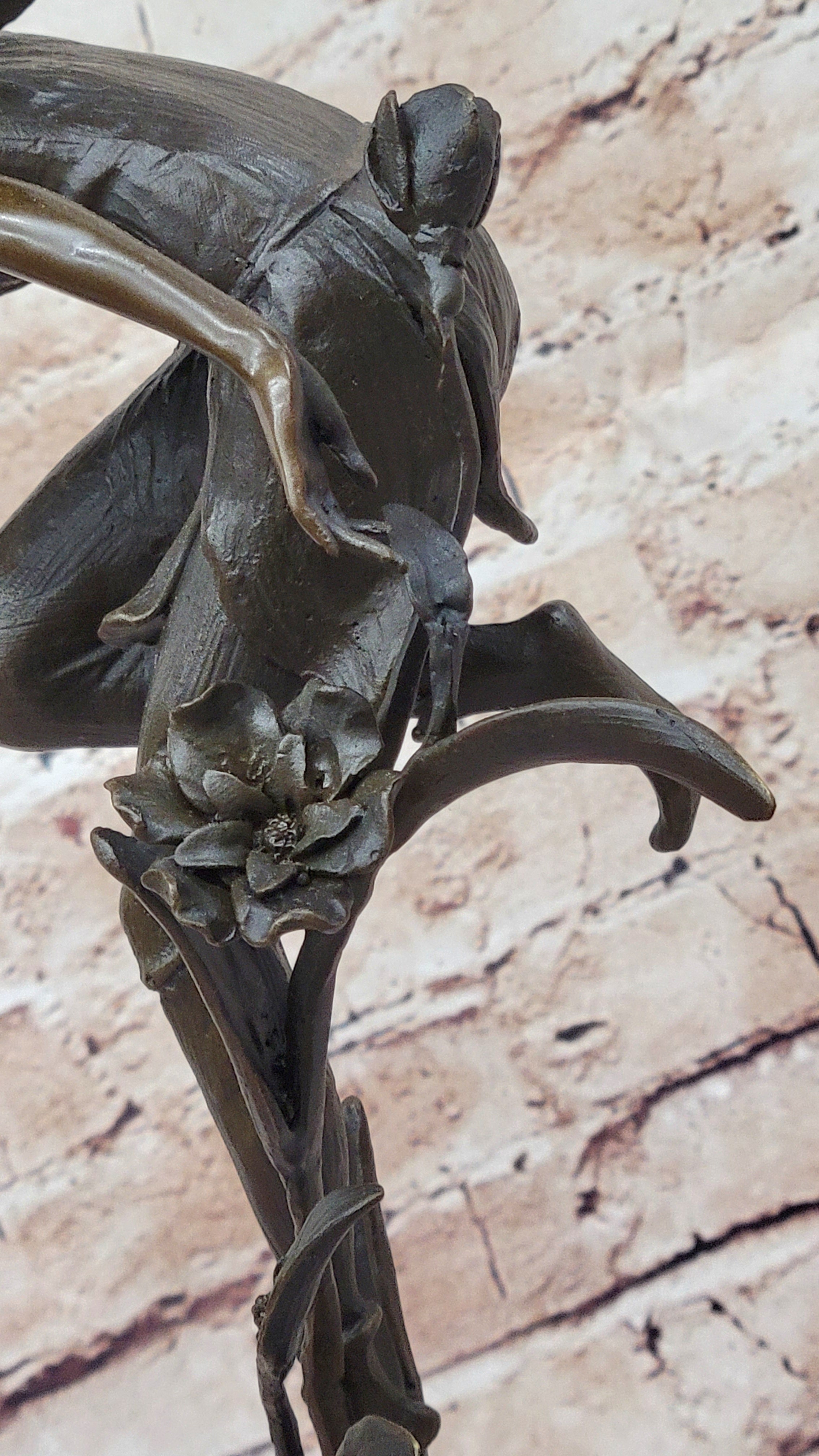 Art Deco Hot Cast fairy Vase Museum Quality Bronze Sculpture Statue Figurine