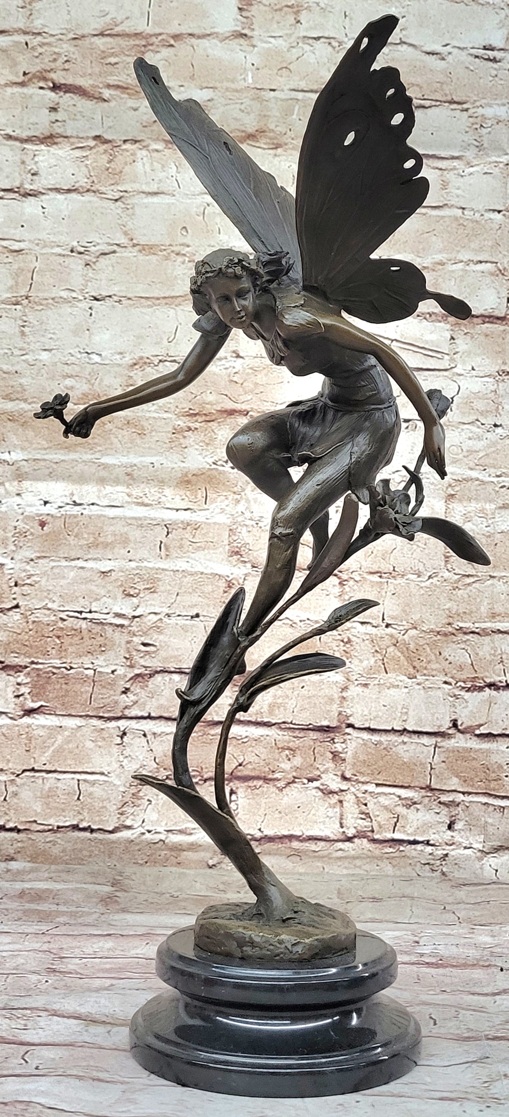 Art Deco Hot Cast fairy Vase Museum Quality Bronze Sculpture Statue Figurine