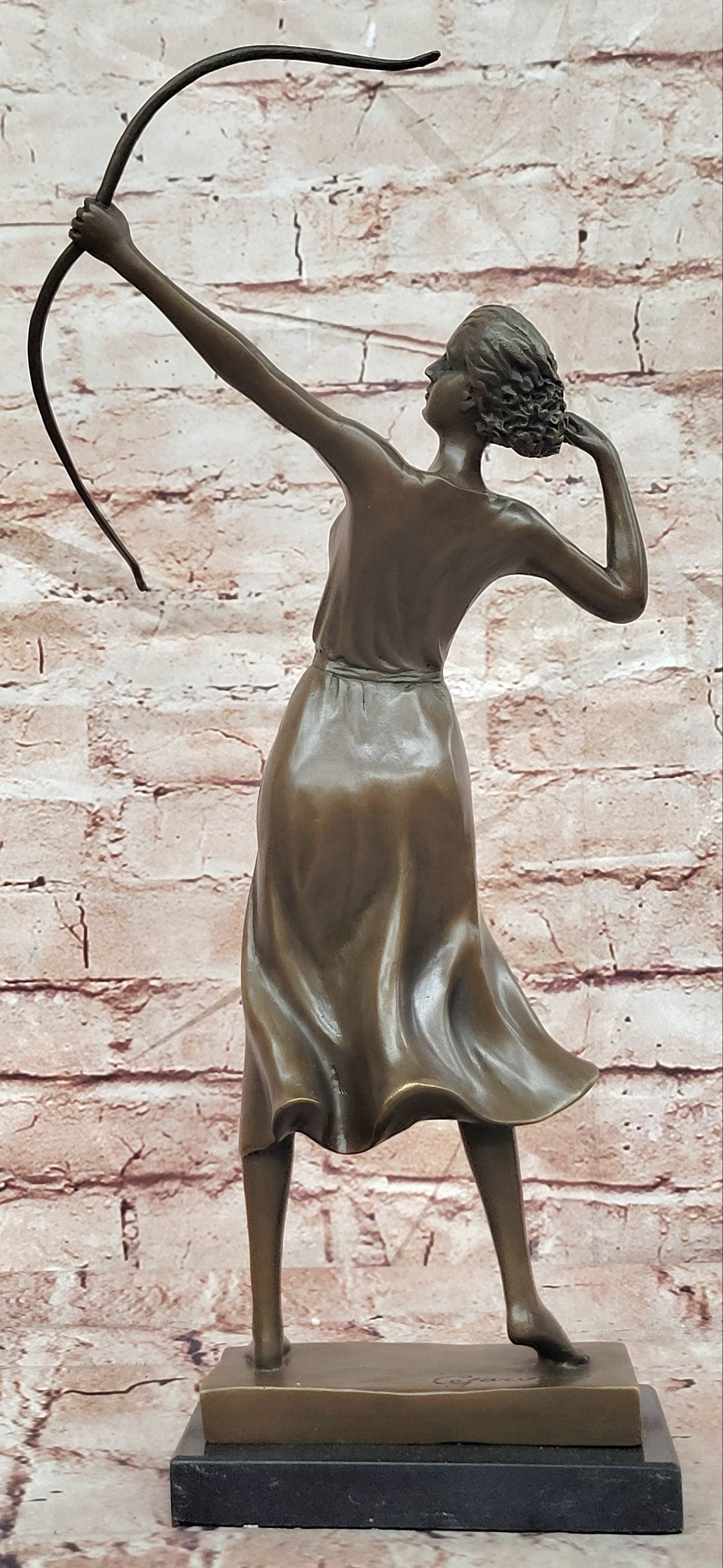 Bronze Female Archer Sculpture Diana Goddess of Hunt and Moon Statue