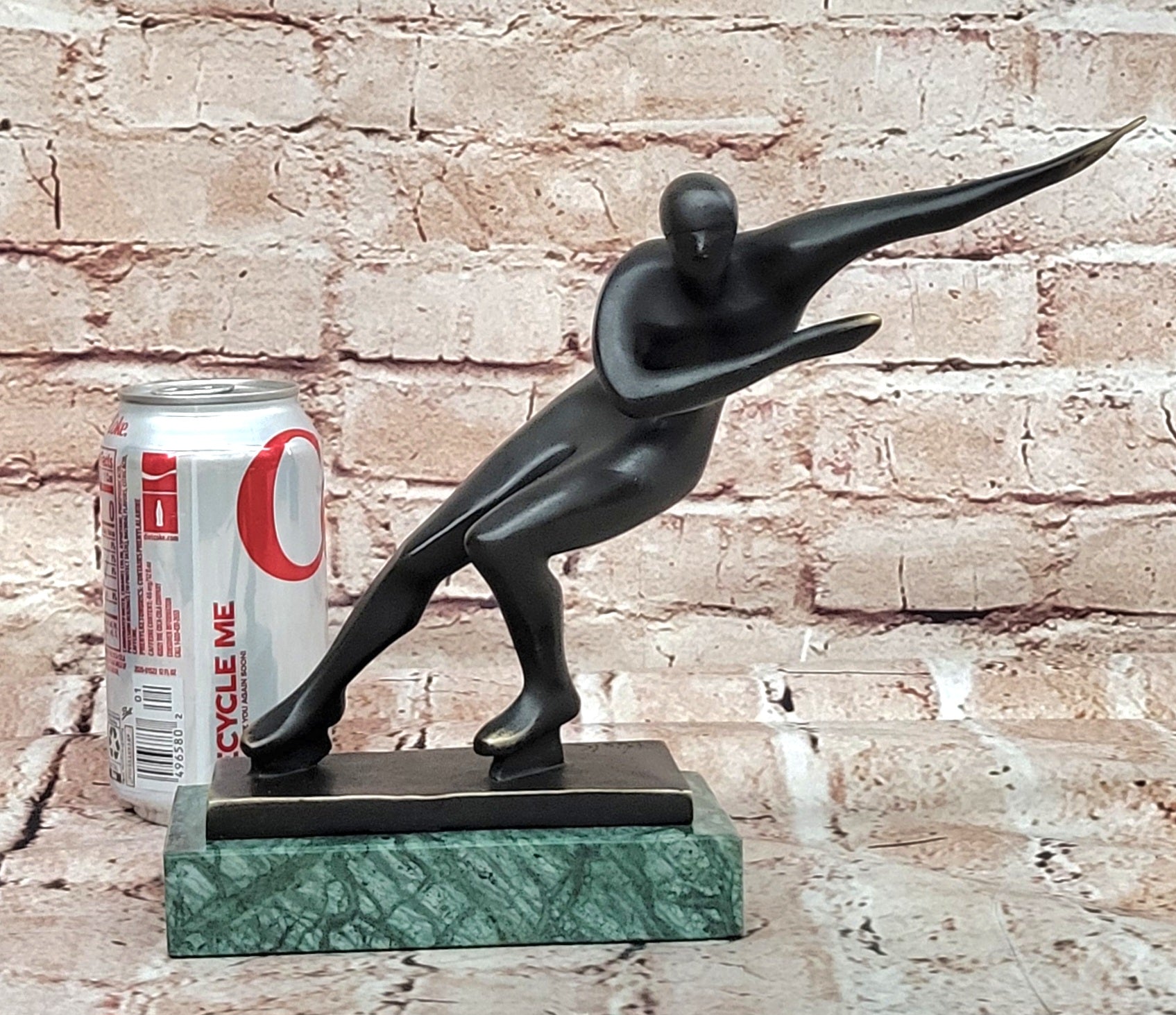 Bronze Sculpture Hand Made Ice Skater Modern Artwork Female Woman Statue Home Decor