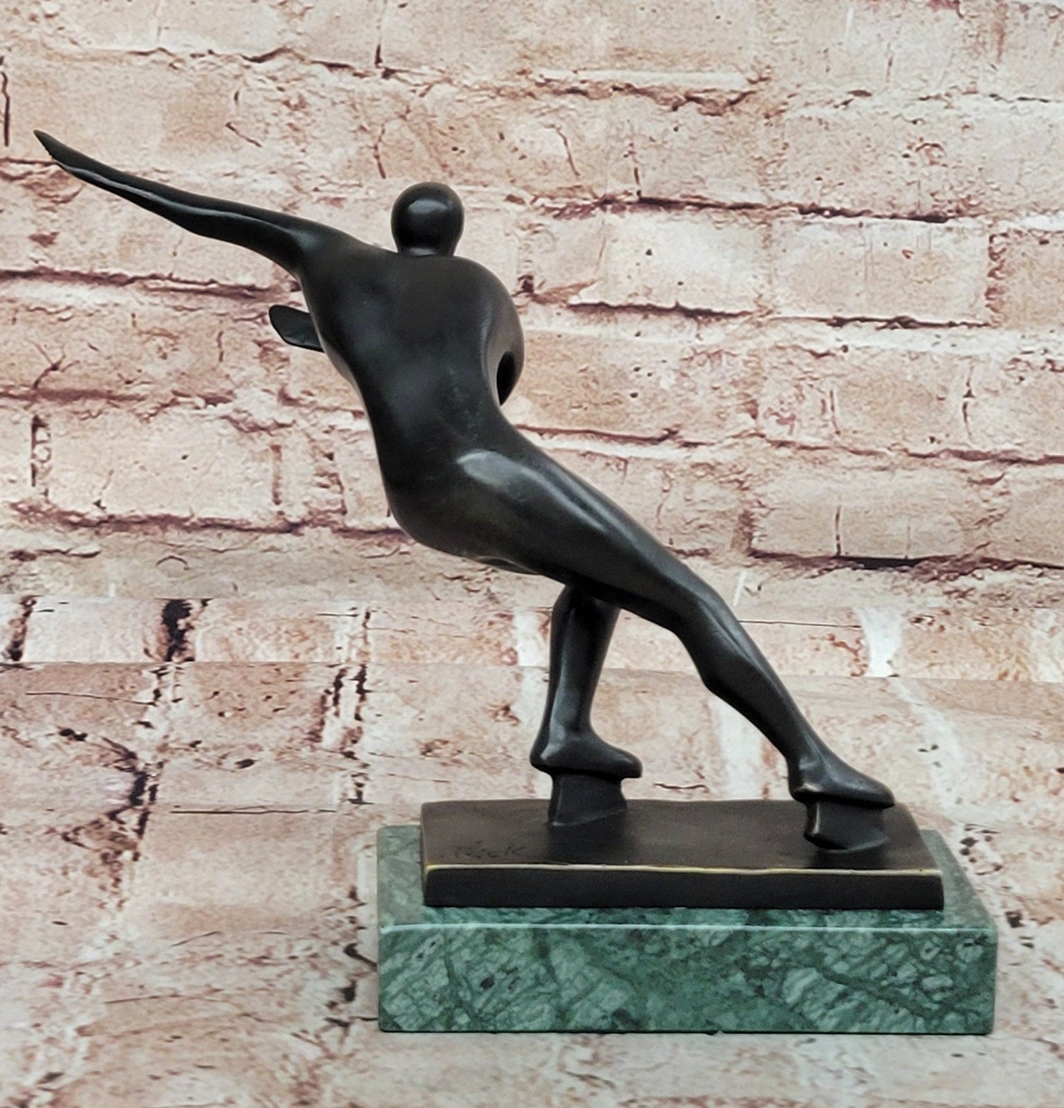 Bronze Sculpture Hand Made Ice Skater Modern Artwork Female Woman Statue Home Decor