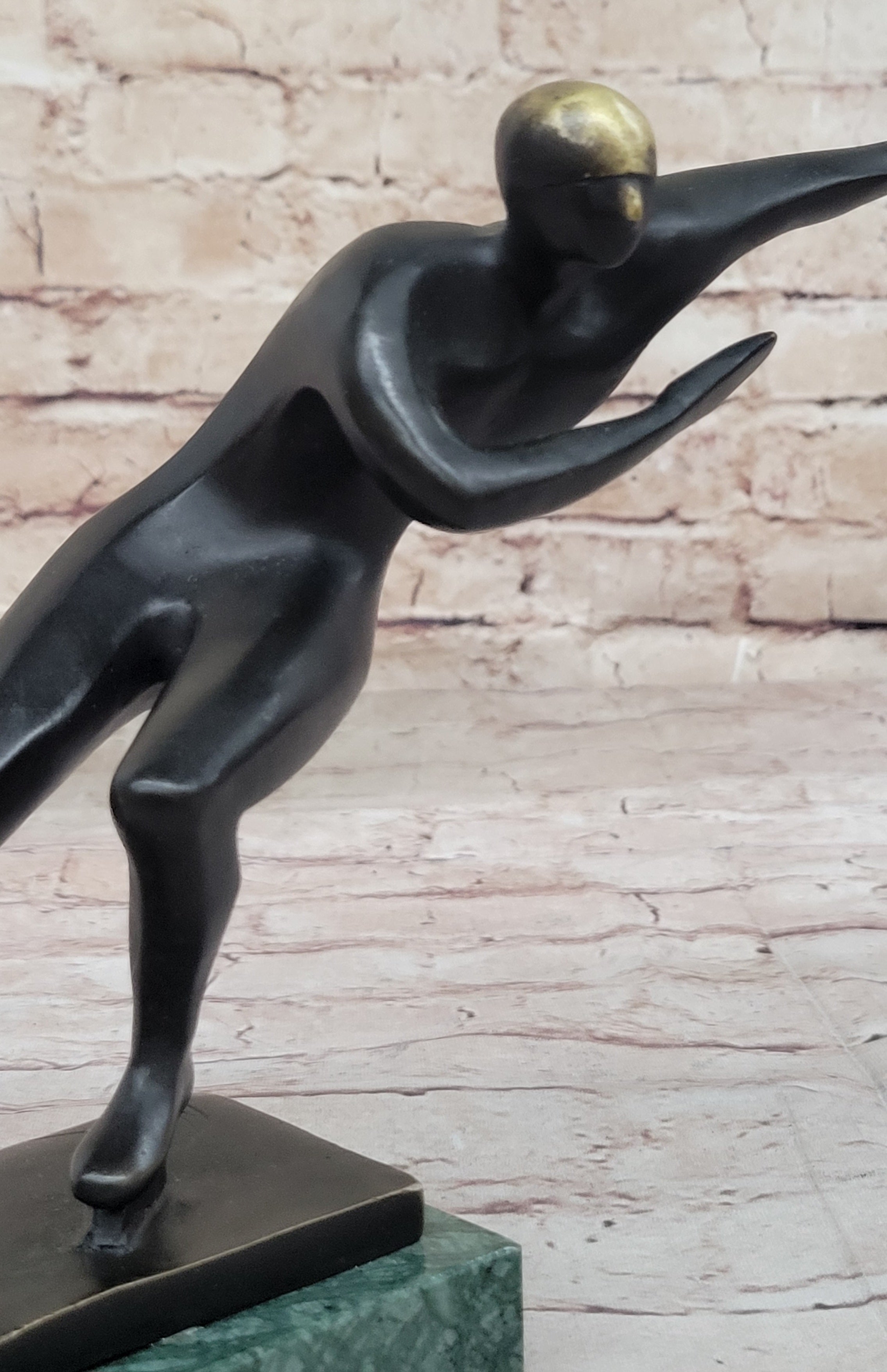 Bronze Sculpture Hand Made Ice Skater Modern Artwork Female Woman Statue Home Decor