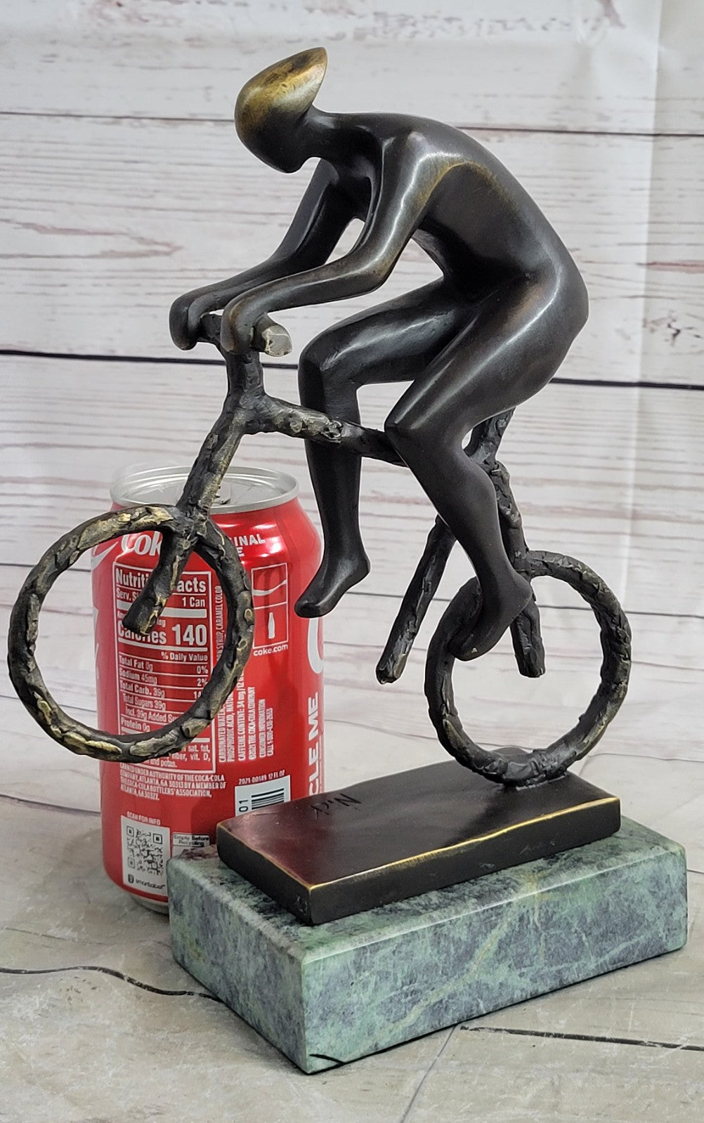 DESIGN CYCLIST SCULPTURE "RACER" decoration figure Racing bike bronze from Europ