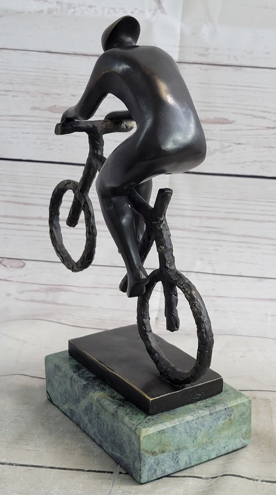 DESIGN CYCLIST SCULPTURE "RACER" decoration figure Racing bike bronze from Europ