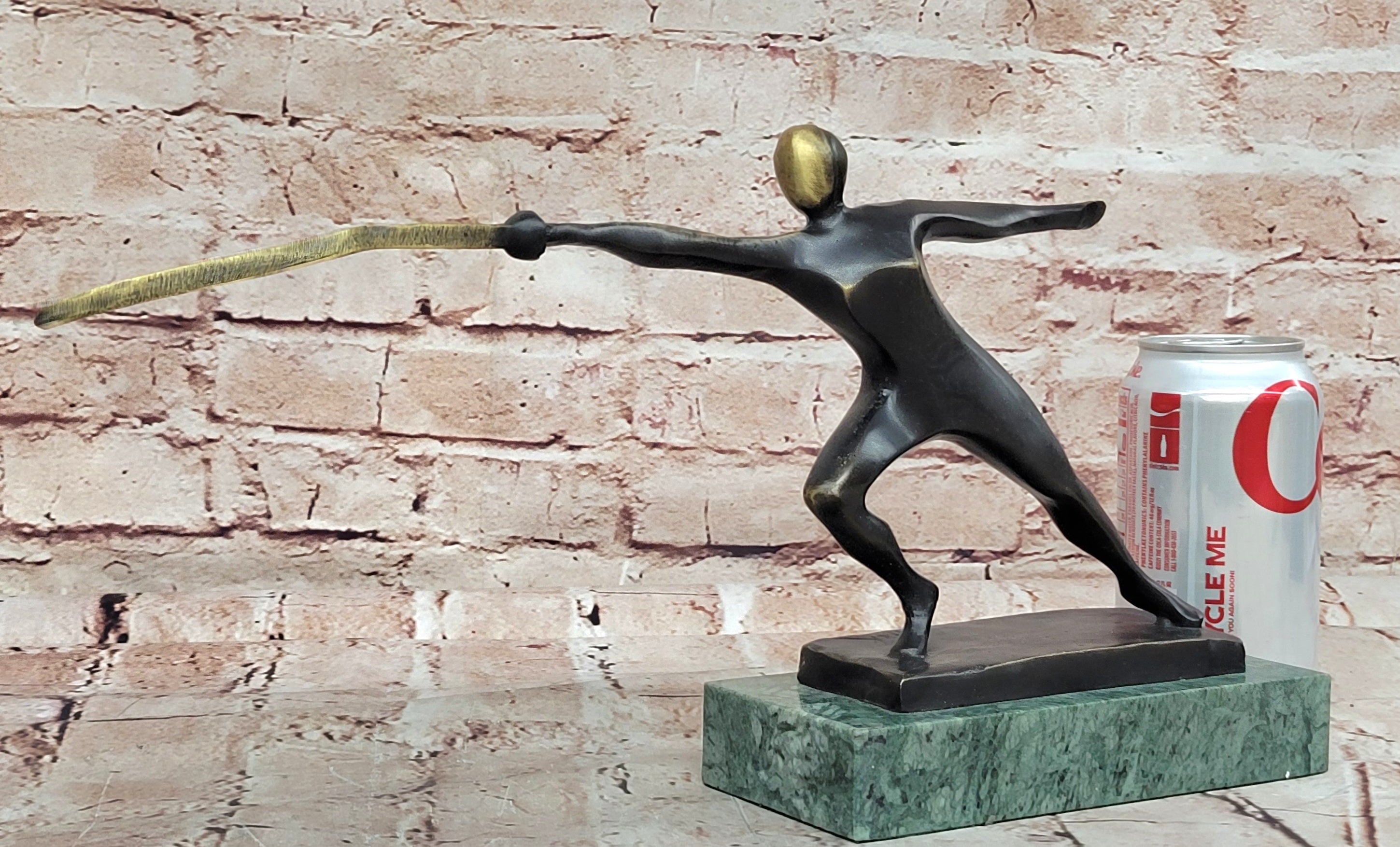 Bronze Trophy Male Man Hand Made Fencer Fencing School Home Office Decoration