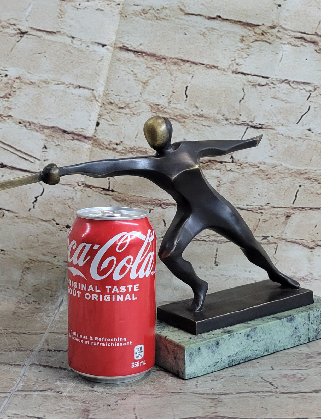 Bronze Trophy Male Man Hand Made Fencer Fencing School Home Office Decoration