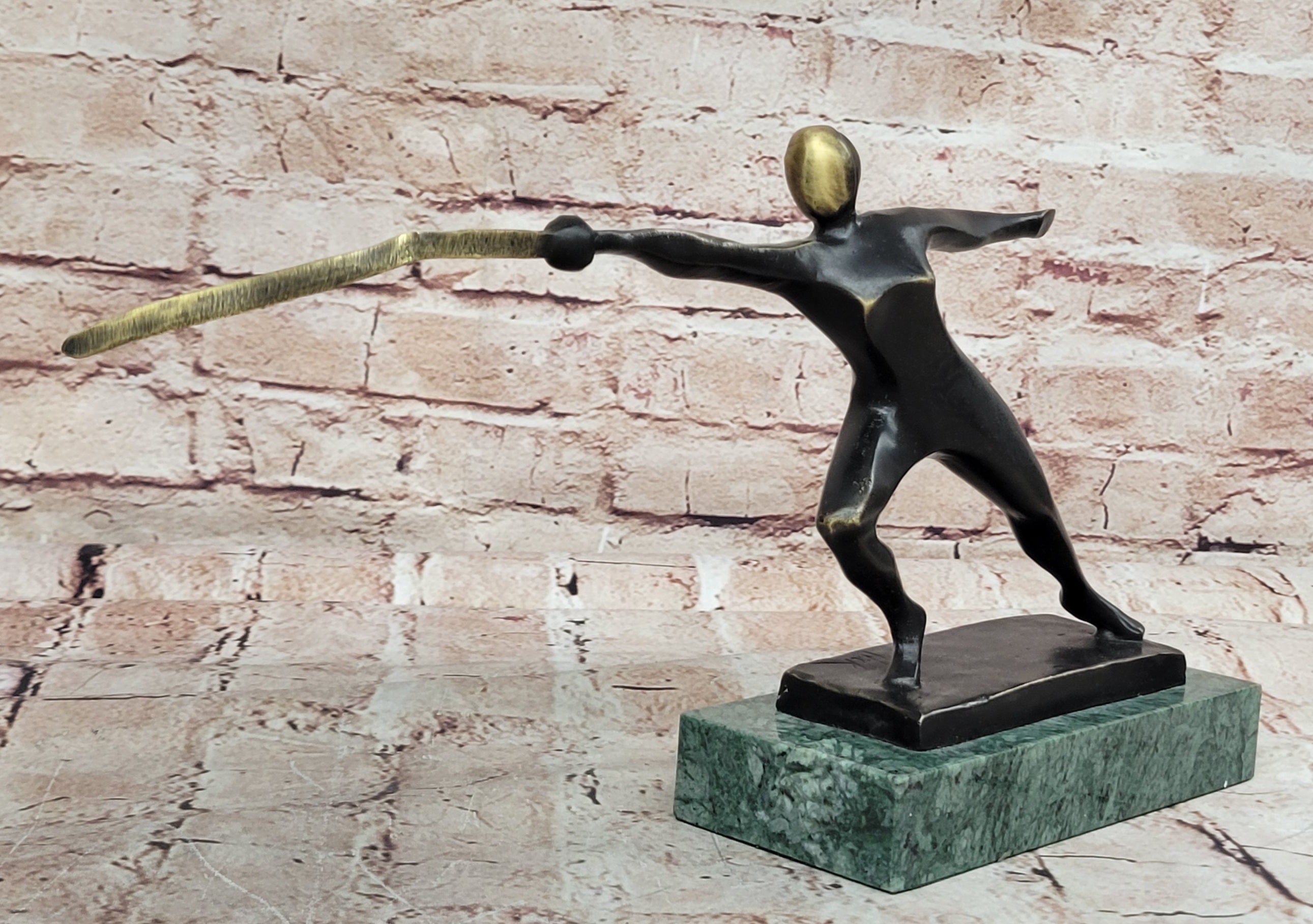Bronze Trophy Male Man Hand Made Fencer Fencing School Home Office Decoration
