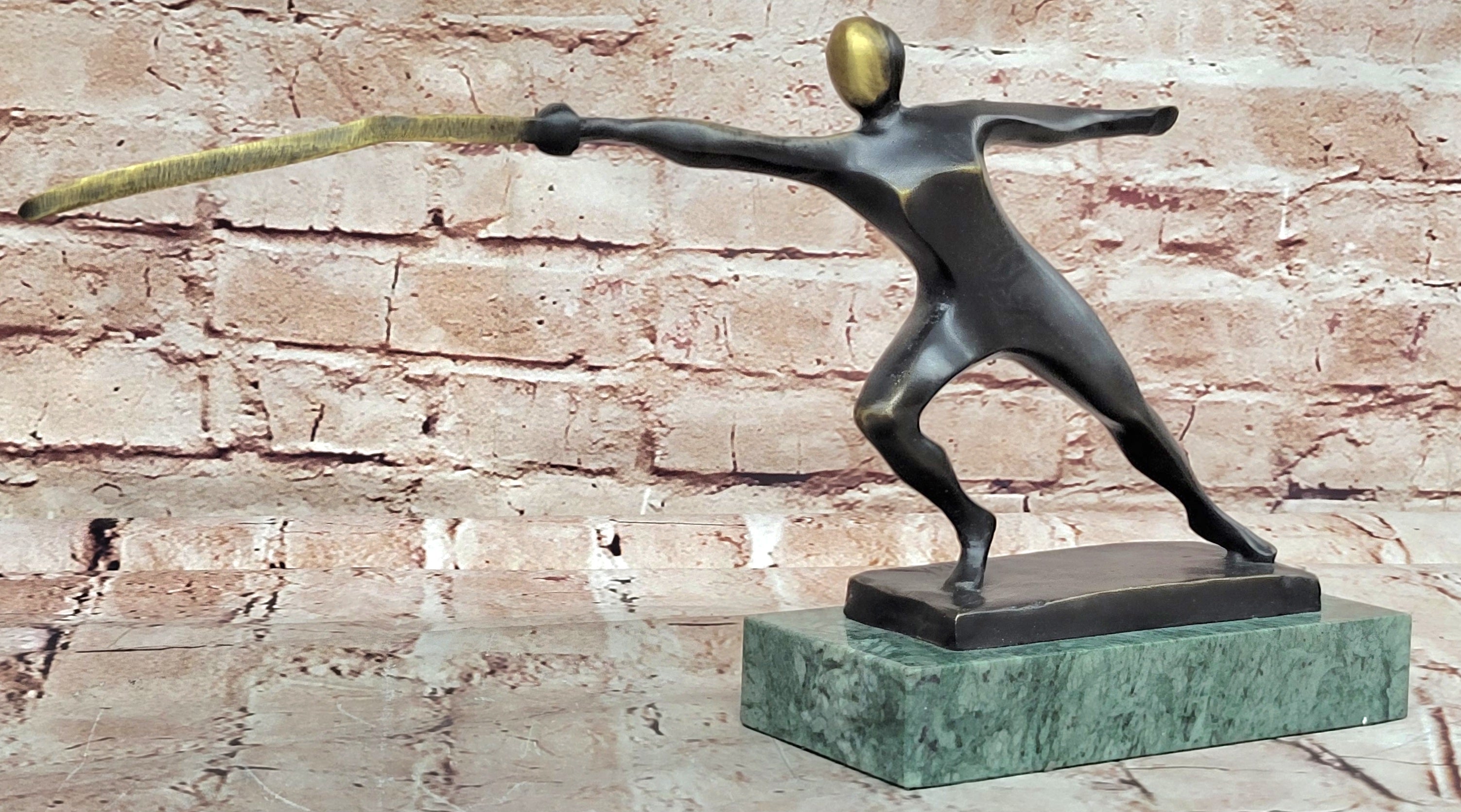 Bronze Trophy Male Man Hand Made Fencer Fencing School Home Office Decoration