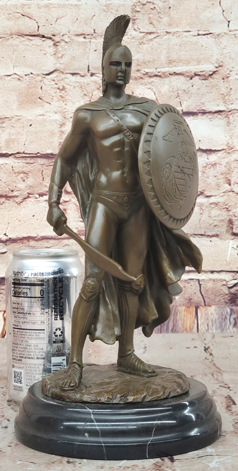 BRONZE ROMAN WARRIOR WITH SWORD AND SHIELD STATUE SIGNED HOT CAST FIGURINE SALE