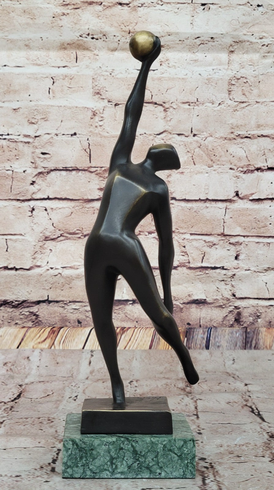 Signed Original Mario Nick Volleyball Player Bronze Sculpture Statue Figurine