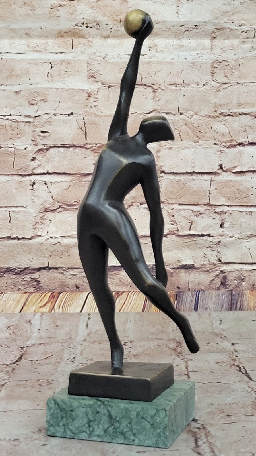 Signed Original Mario Nick Volleyball Player Bronze Sculpture Statue Figurine